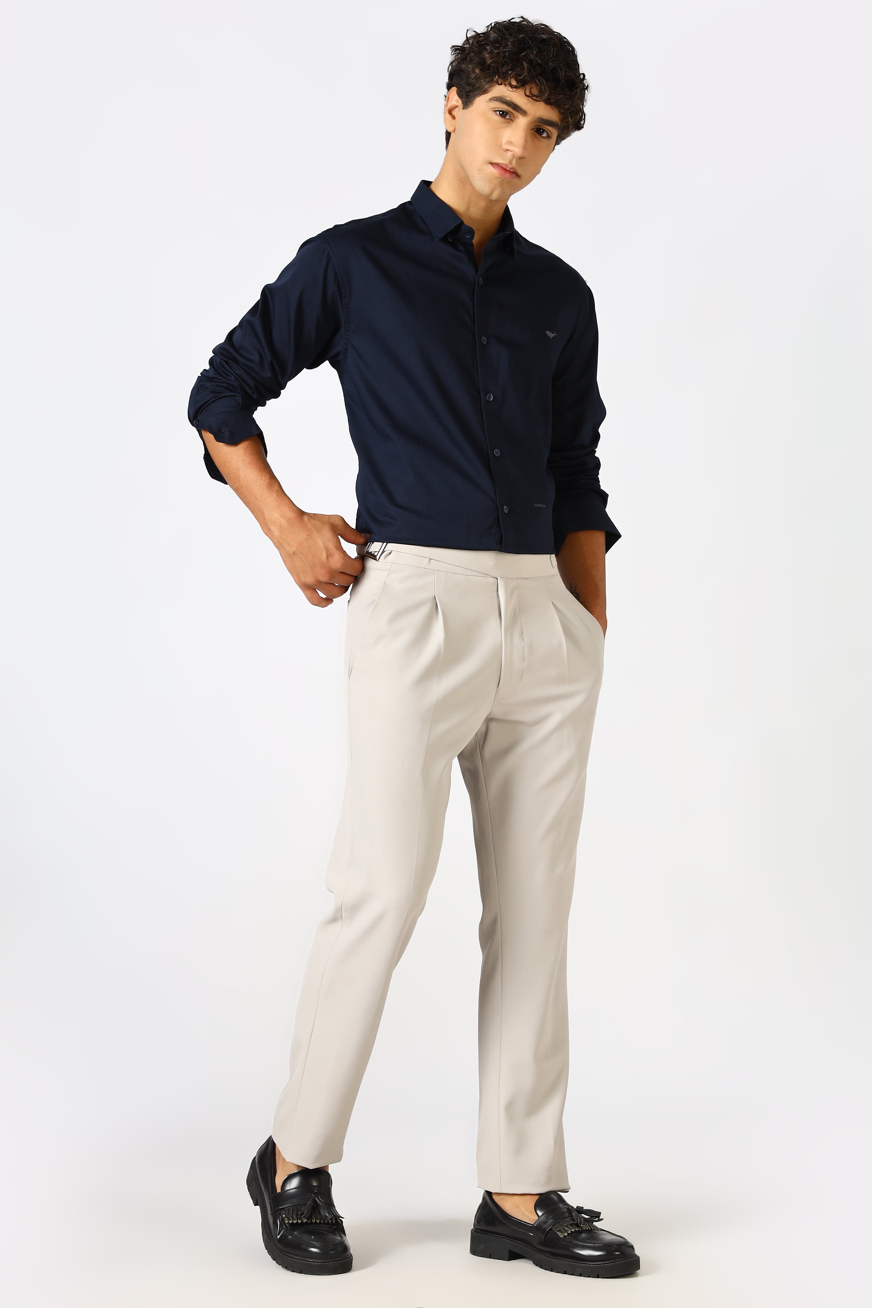 Deep Indigo Cinematic Satin 100% Giza Cotton Shirt