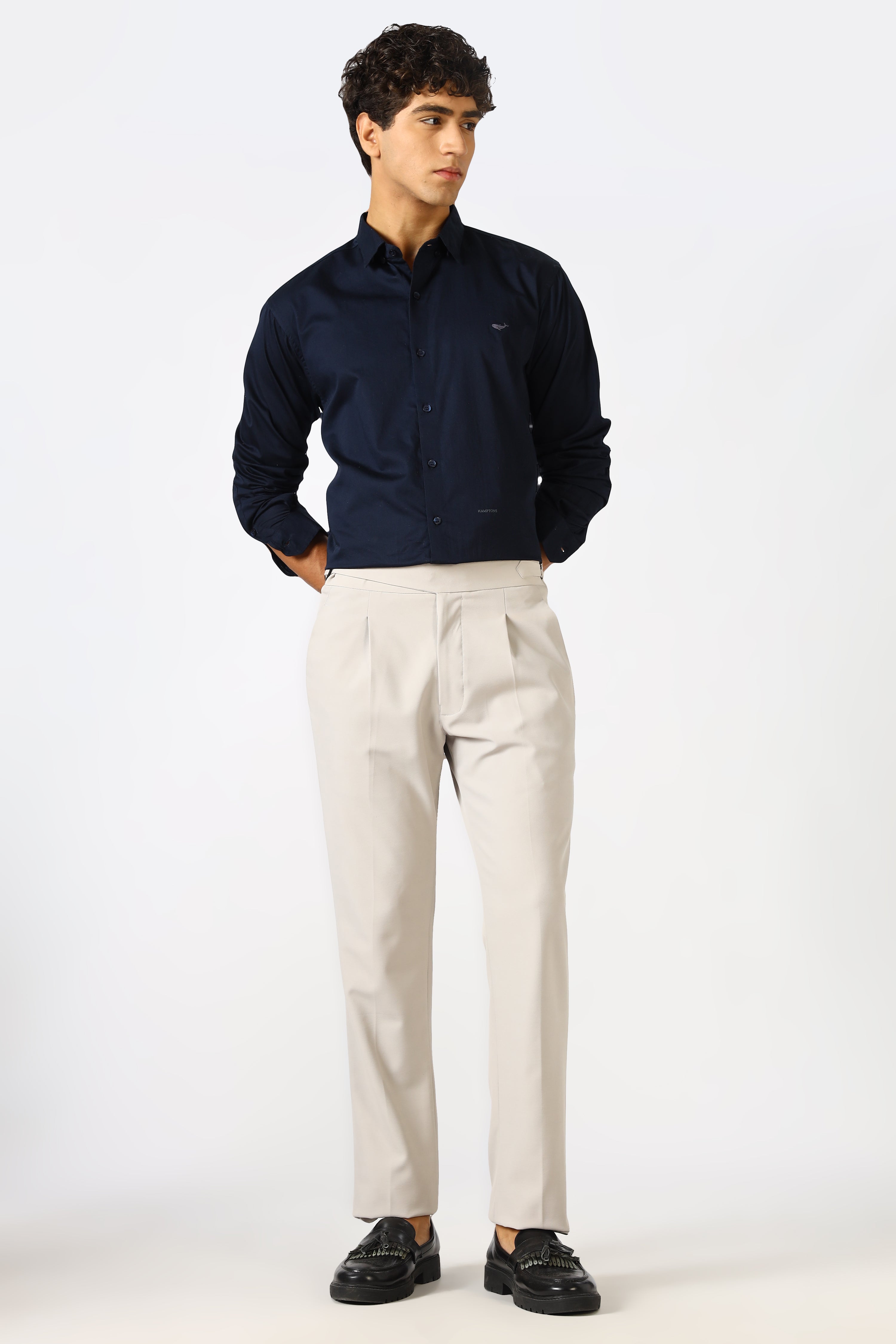 Deep Indigo Cinematic Satin 100% Giza Cotton Shirt