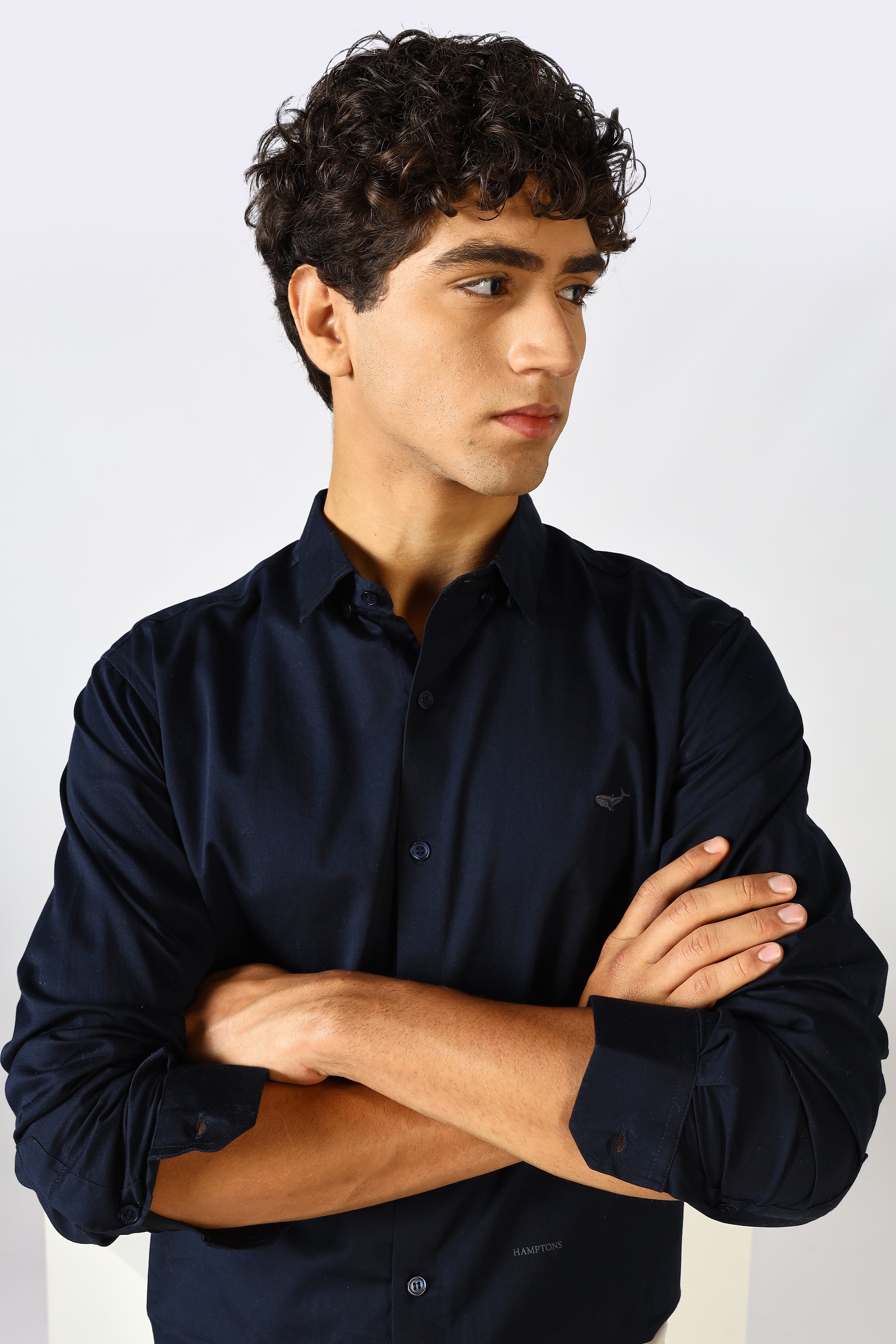 Deep Indigo Cinematic Satin 100% Giza Cotton Shirt