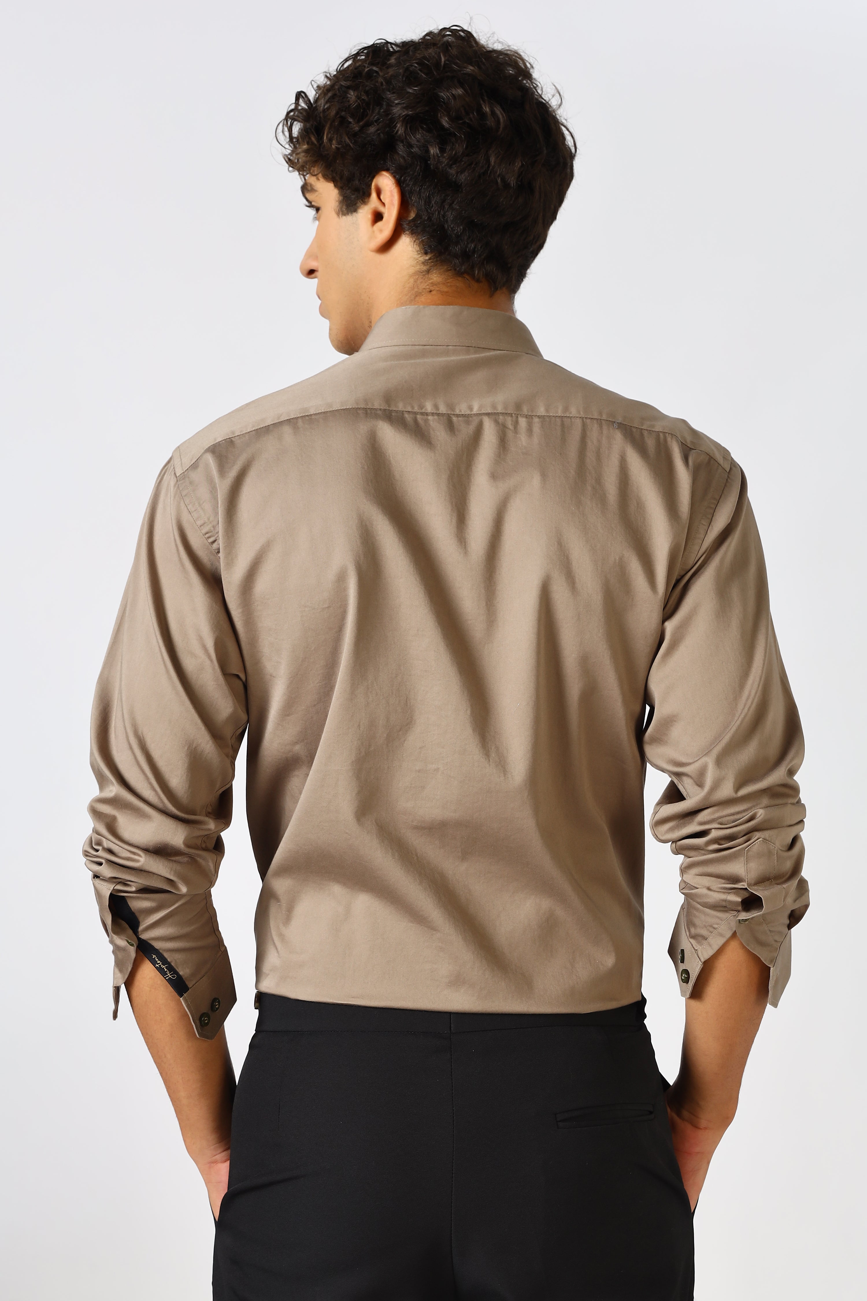 Mink Beige Cinematic Satin 100% Giza Cotton Shirt