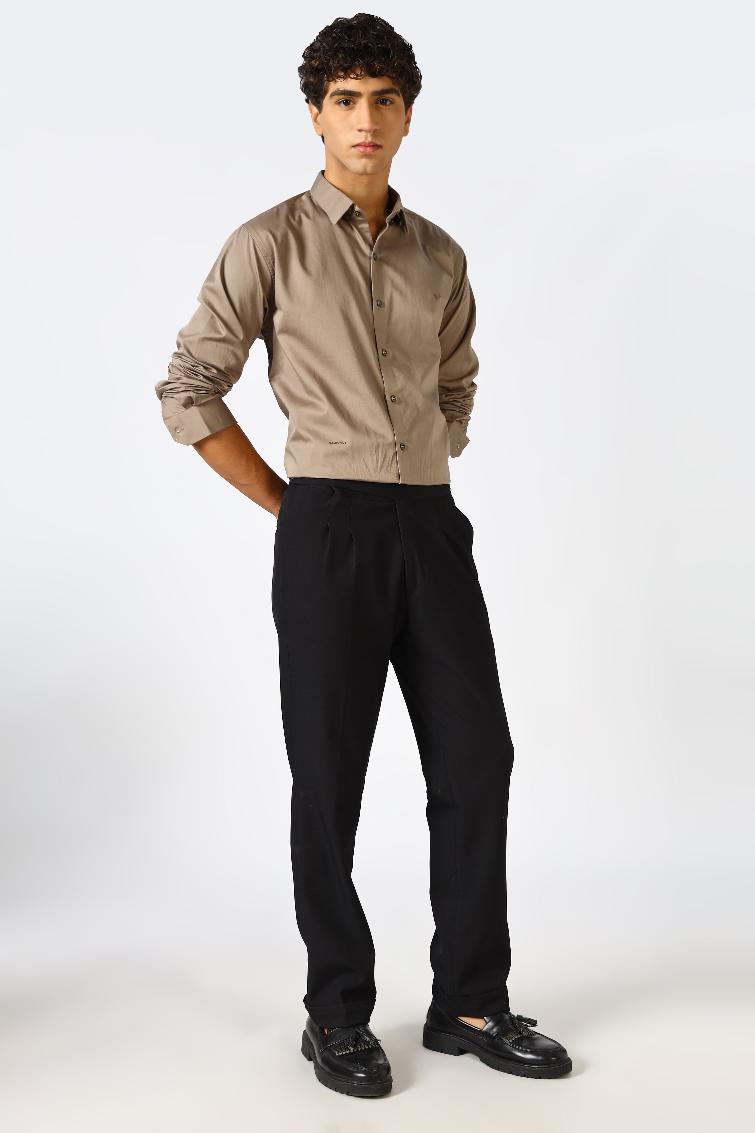 Mink Beige Cinematic Satin 100% Giza Cotton Shirt