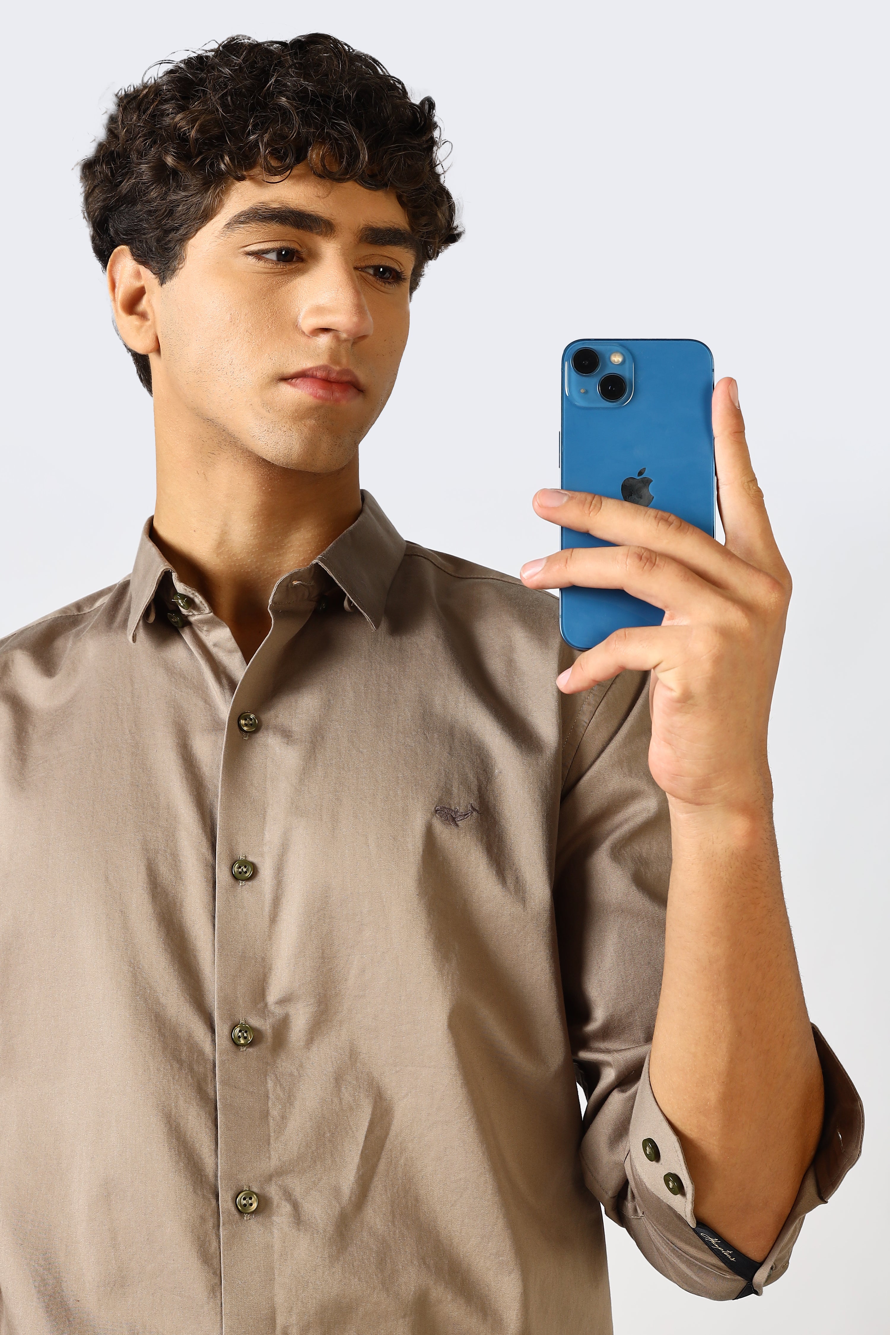 Mink Beige Cinematic Satin 100% Giza Cotton Shirt