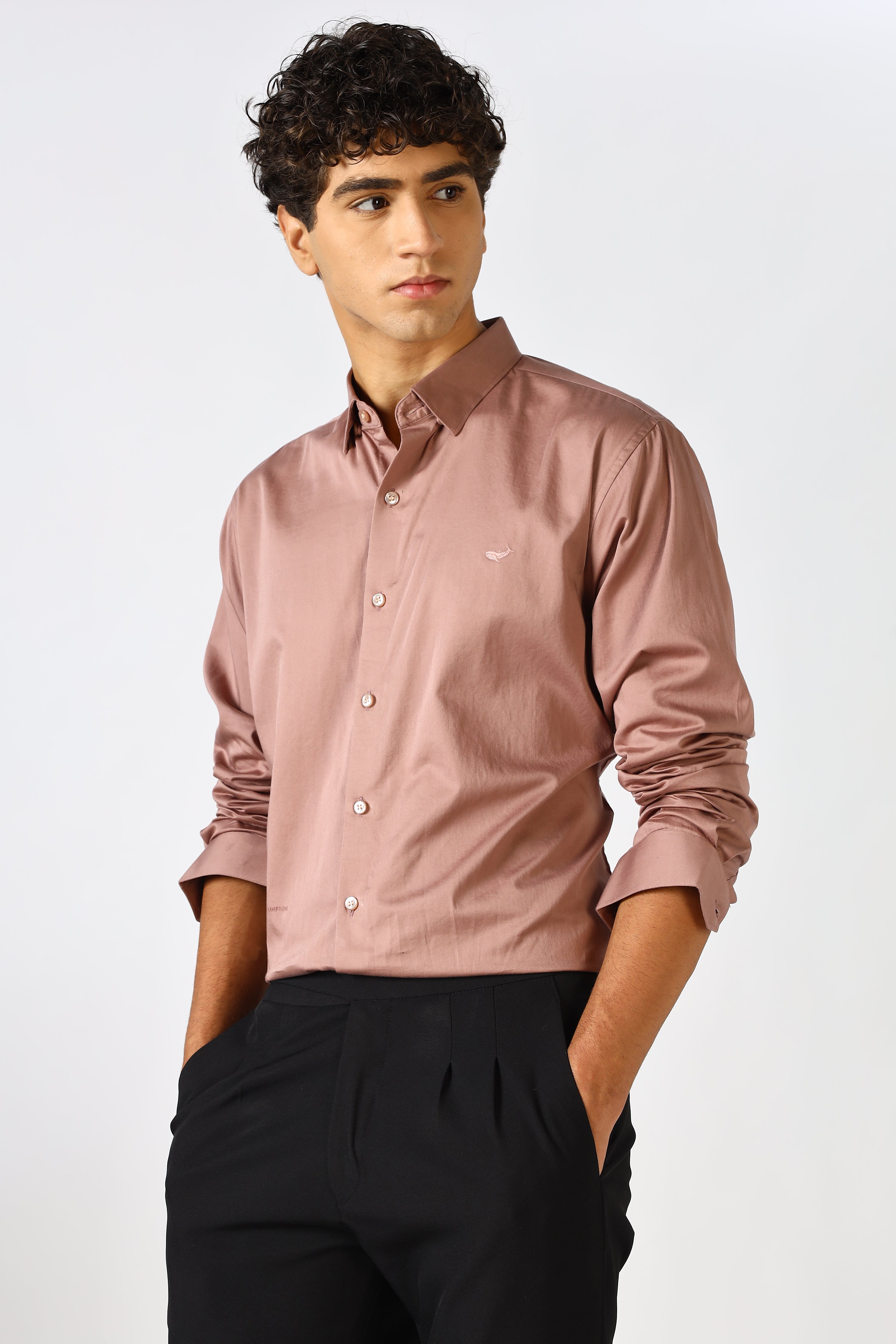 Rosewood Dust Cinematic Satin 100% Giza Cotton Shirt