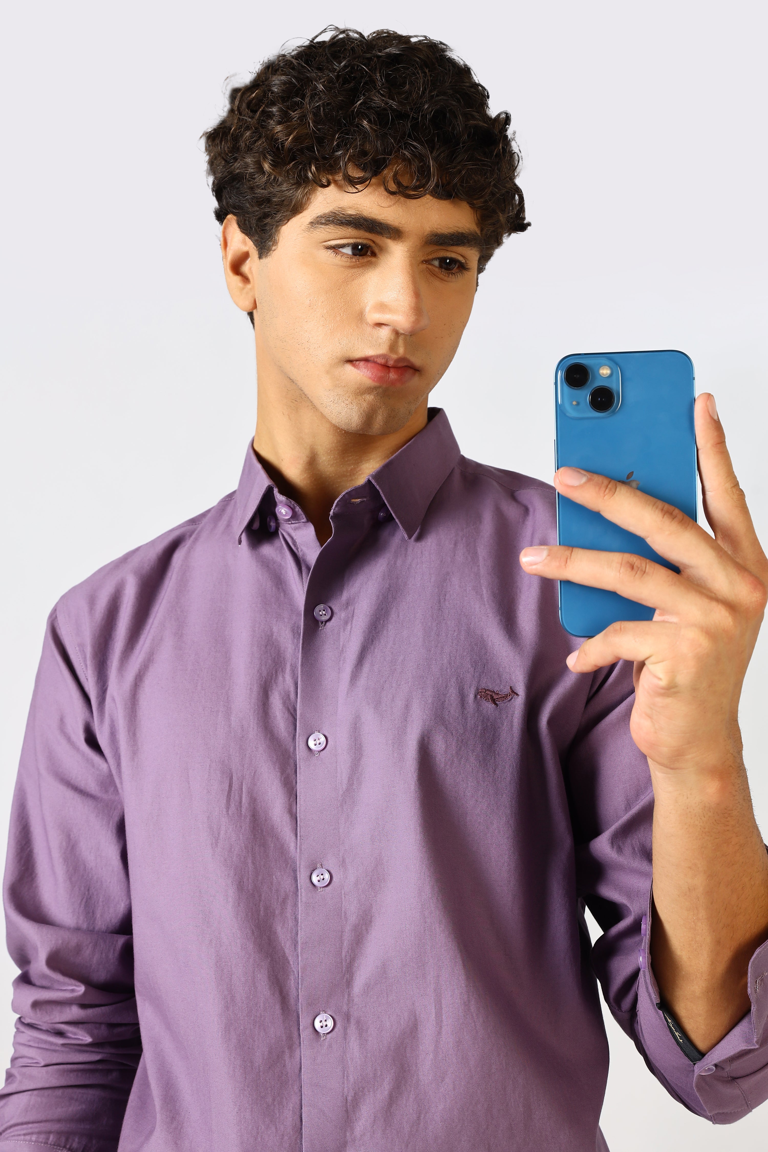 Mauve Violet Cinematic Satin 100% Giza Cotton Shirt