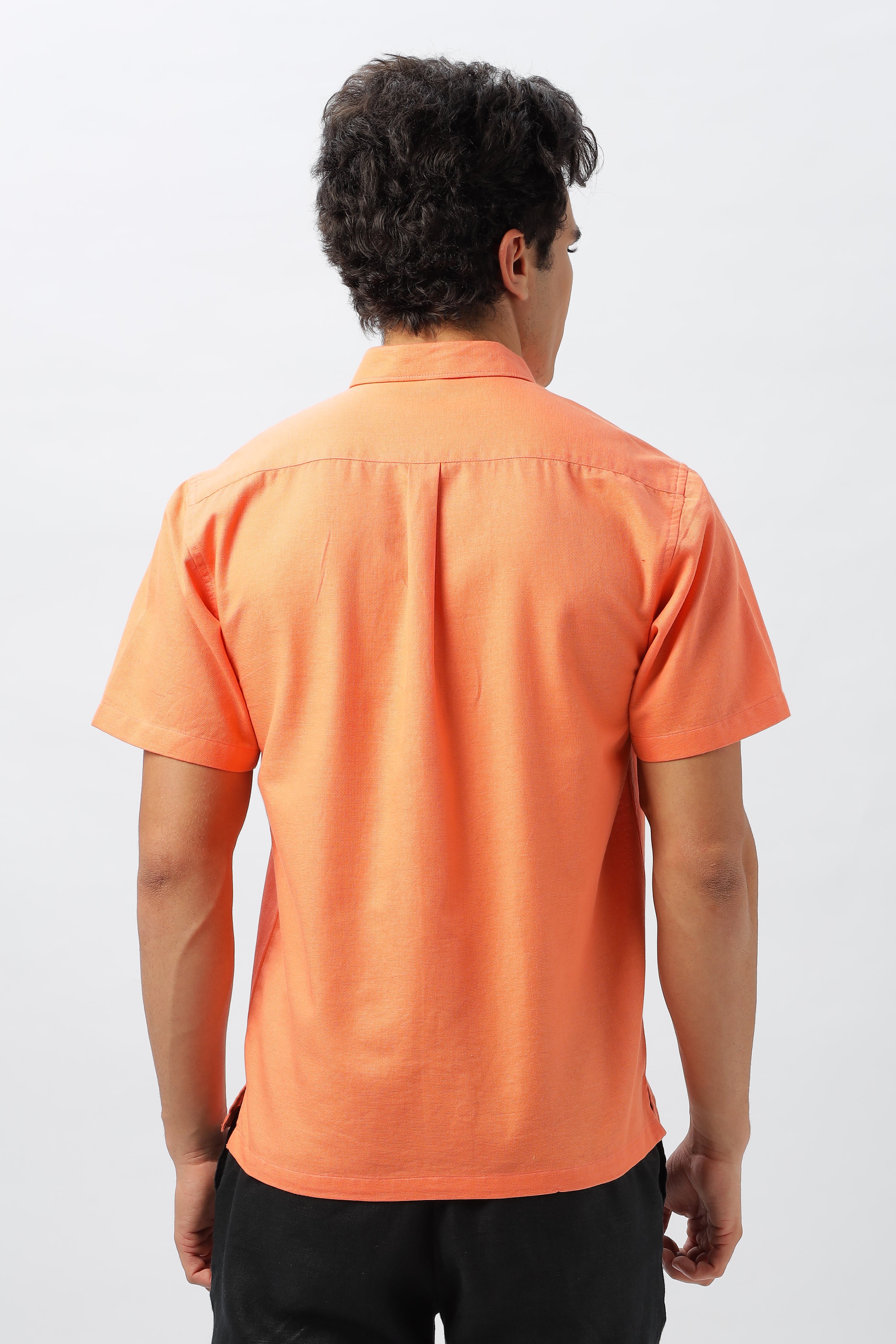 Patch Work Embroidered Men's Coral Box Fit Shirt