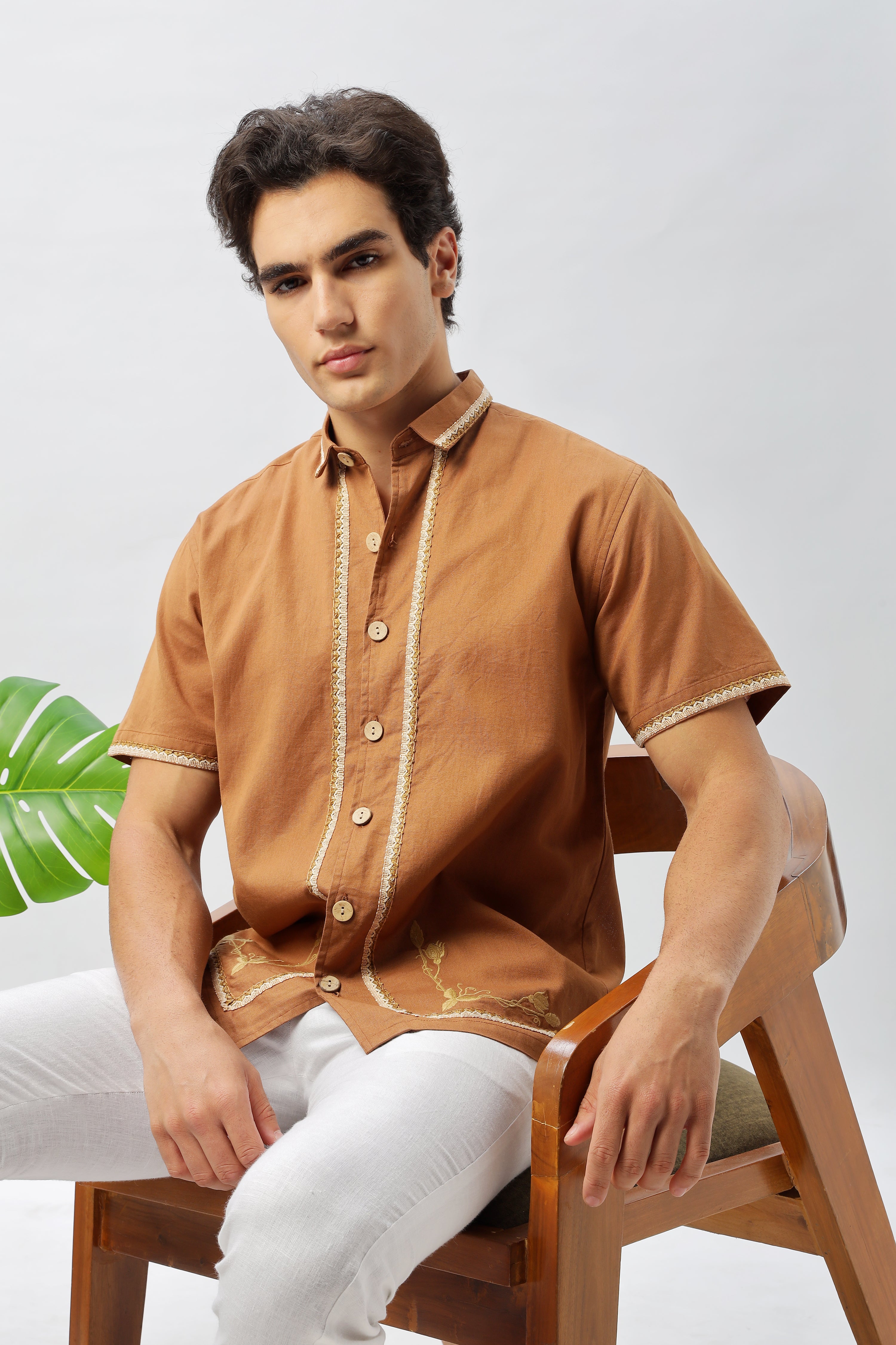 Golden Harvest Embroidered Box Fit Shirt