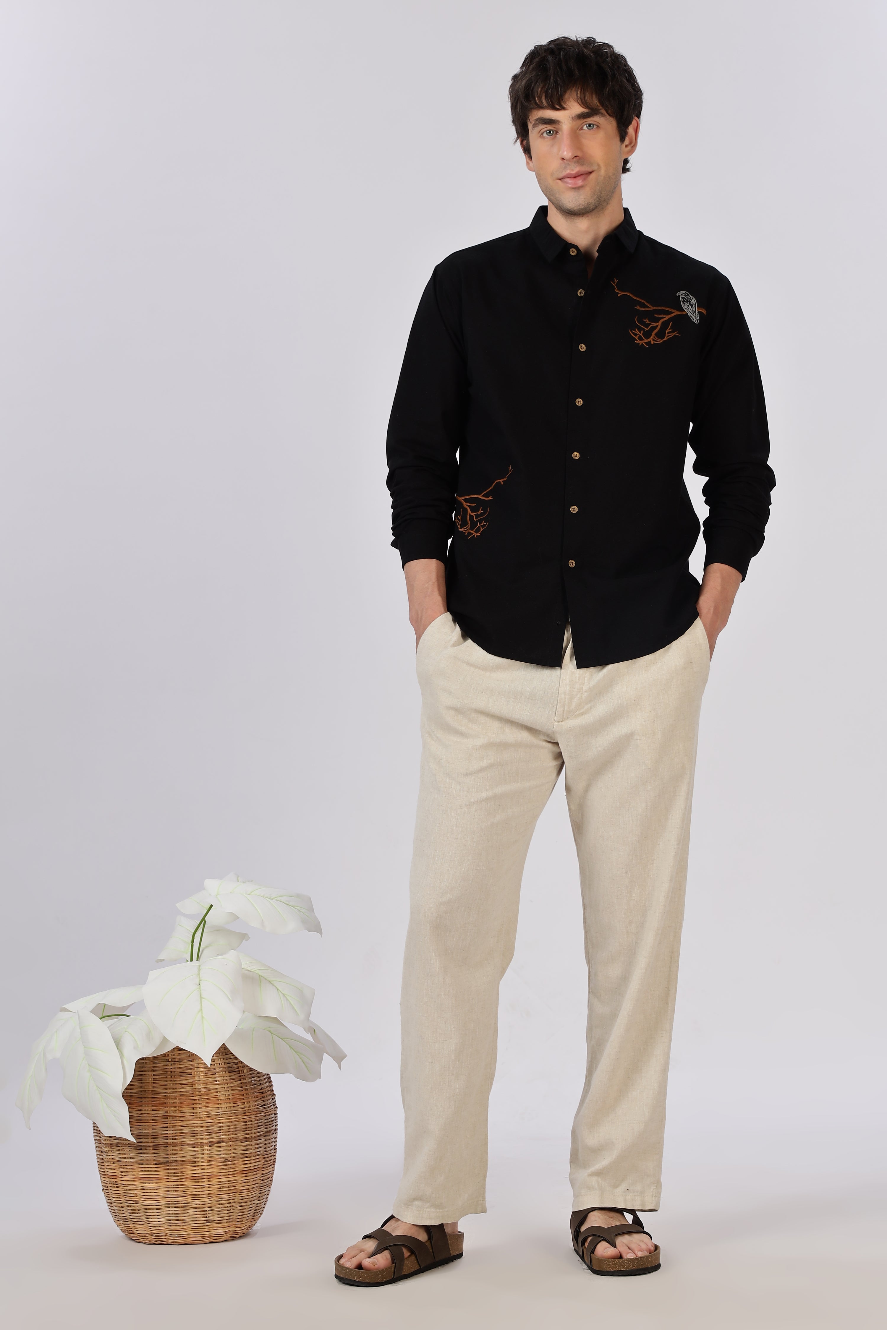 Shadow Grove Owl Embroidered Shirt
