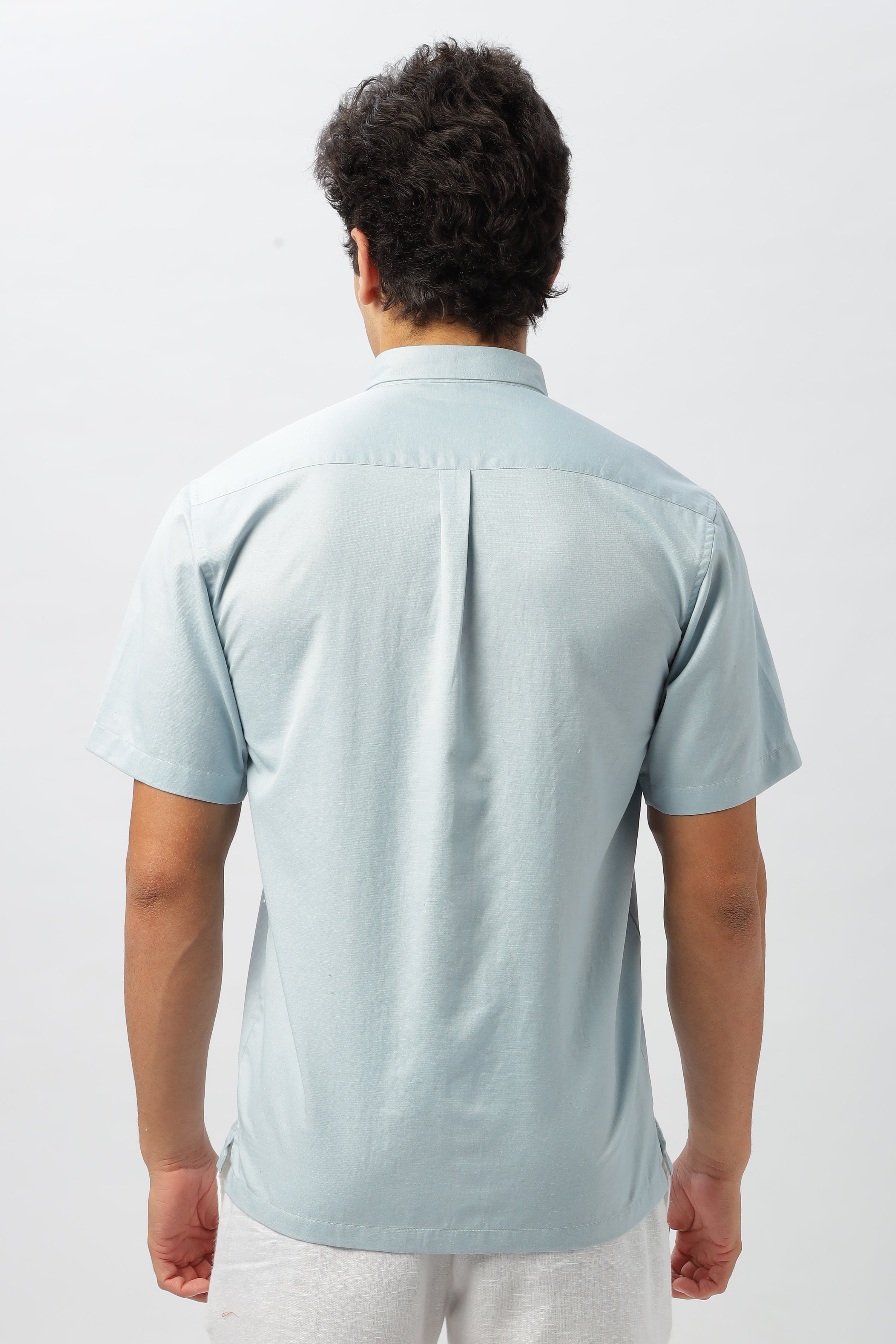 Opulent Floral Embroidered Light Blue Box Fit Shirt Sale