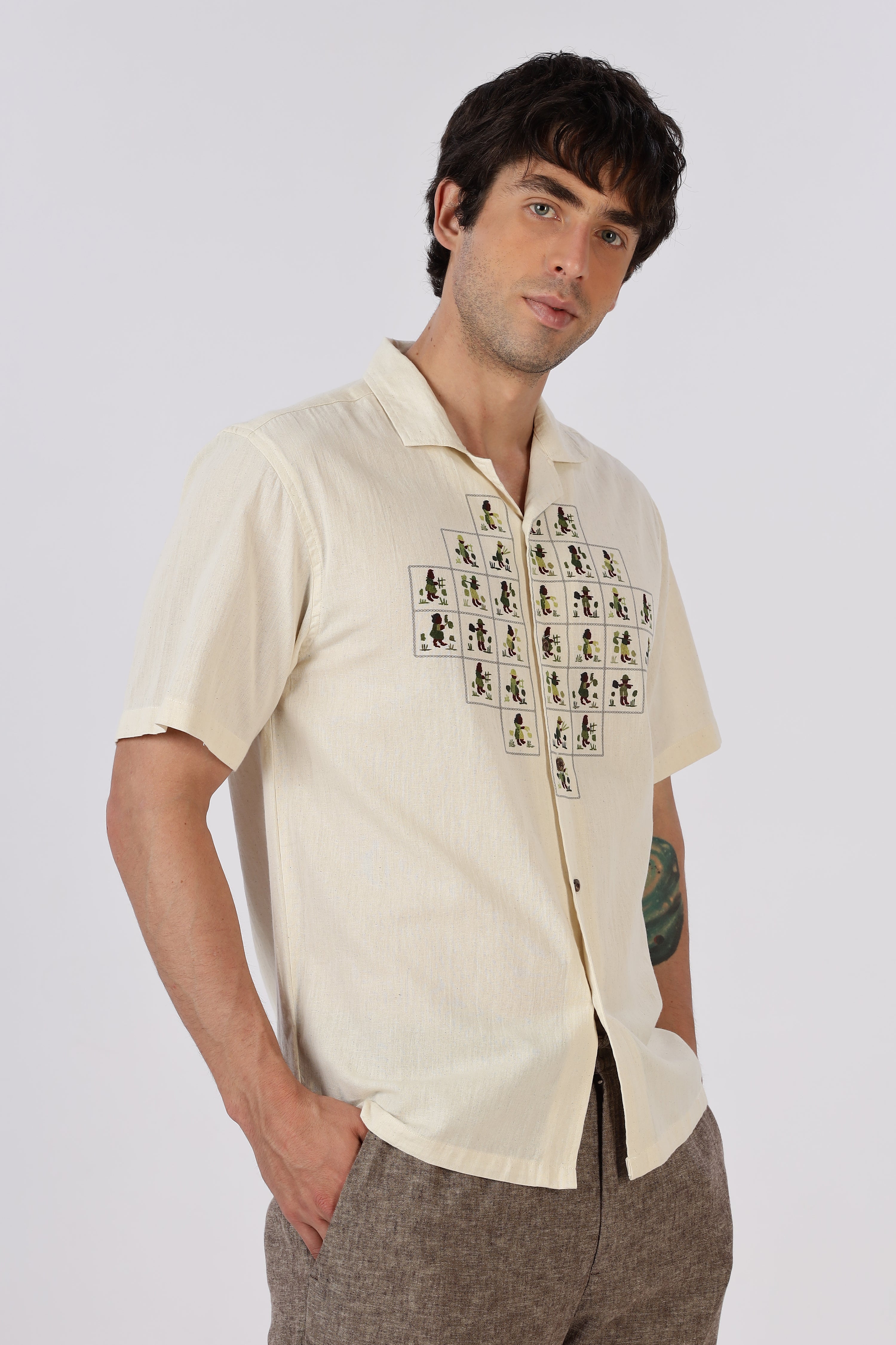 Atlas Mosaic Printed Cuban Collar Shirt