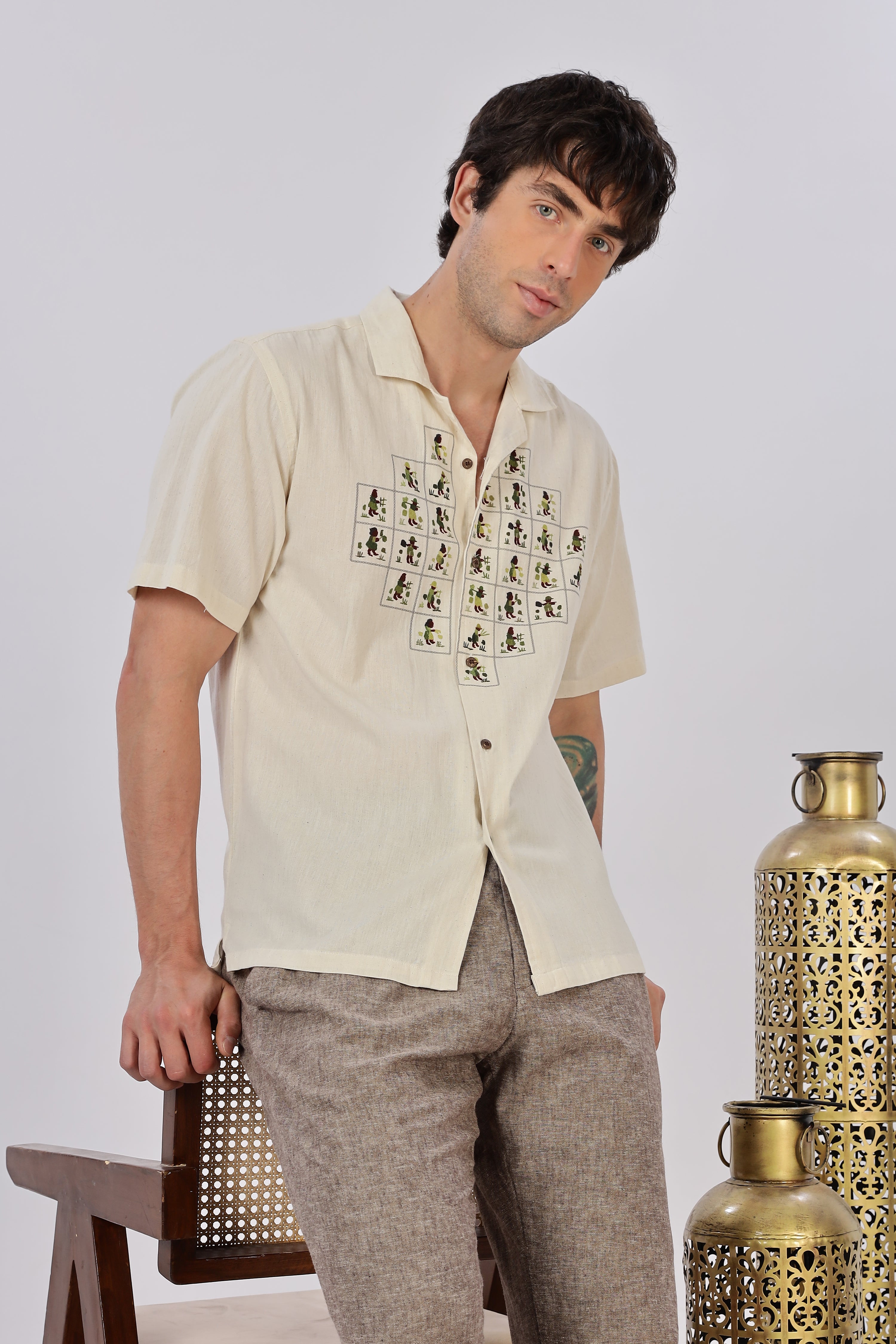 Atlas Mosaic Printed Cuban Collar Shirt