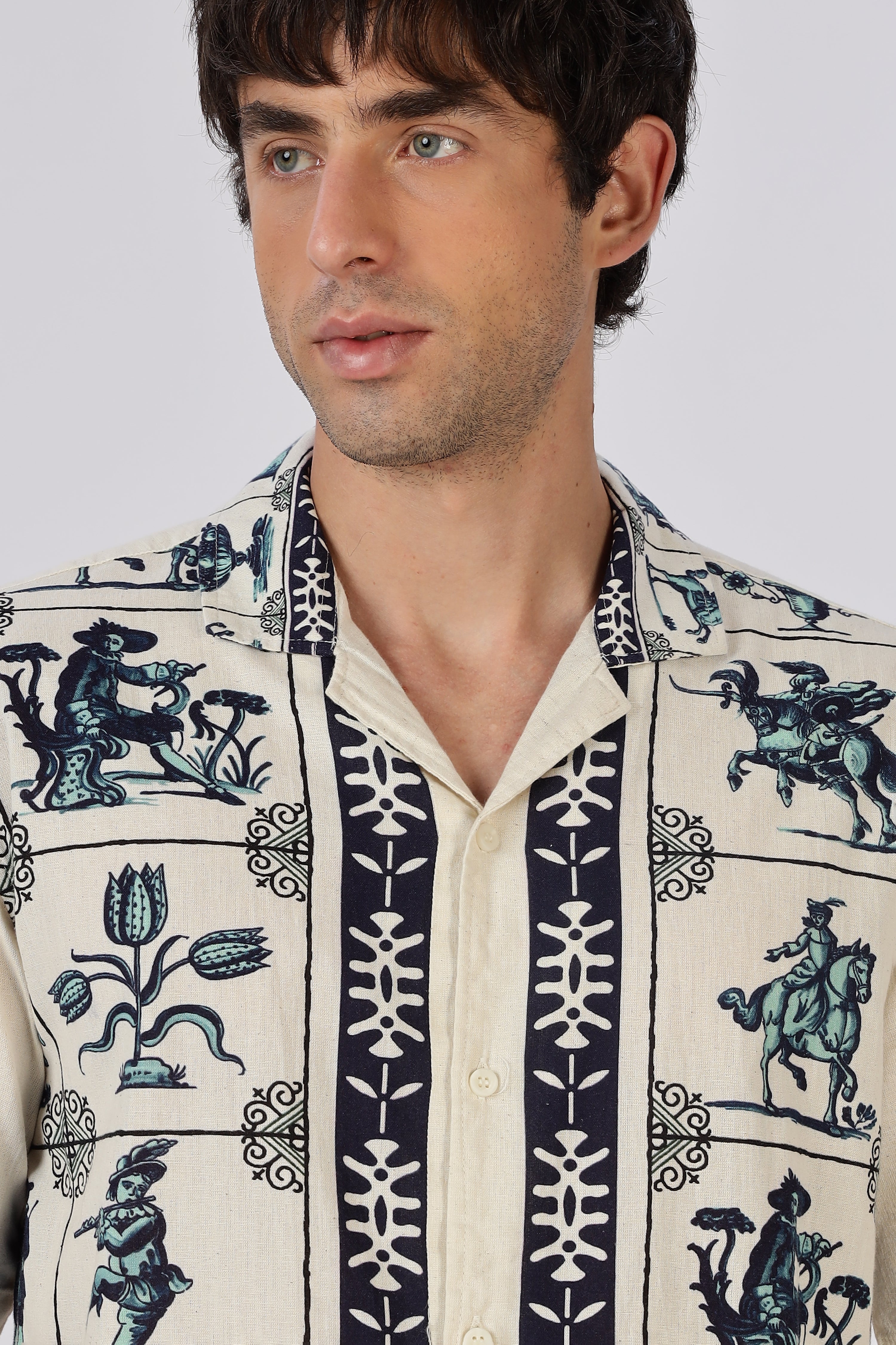 Heritage Rider Printed Cuban Collar Shirt