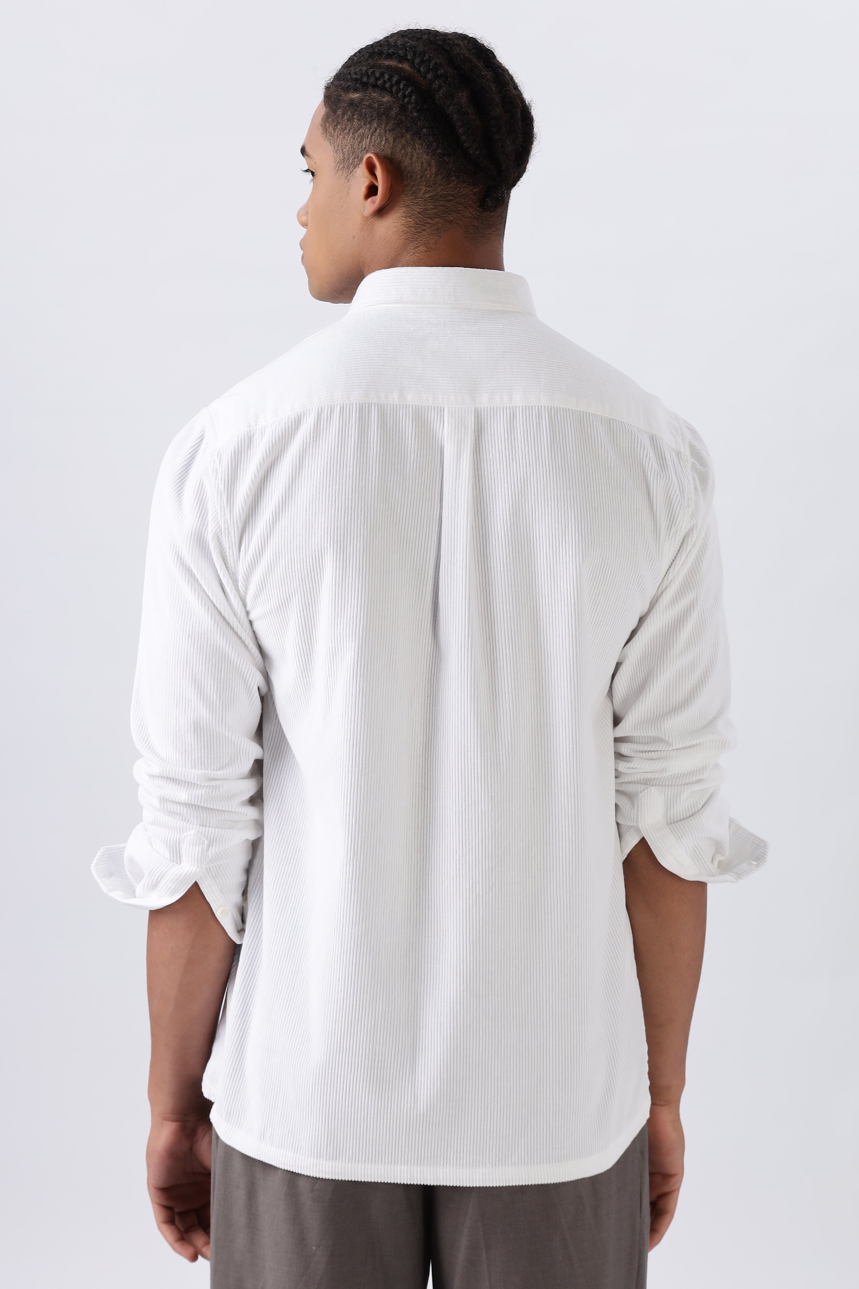 Botanical Bay Embroidery 100% Pure Cord White Shirt