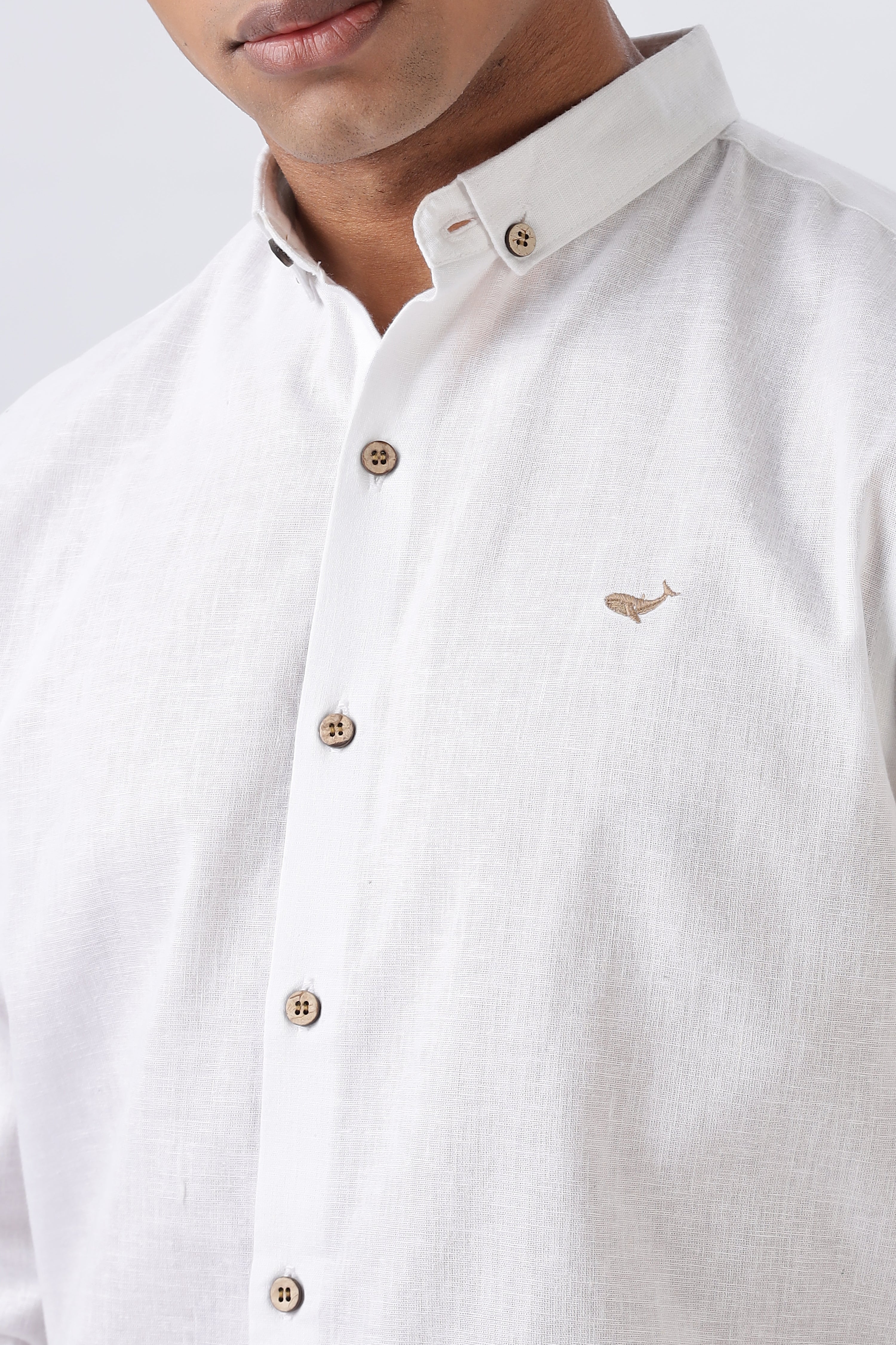 Warrington White Cotton-Linen Essential Shirt