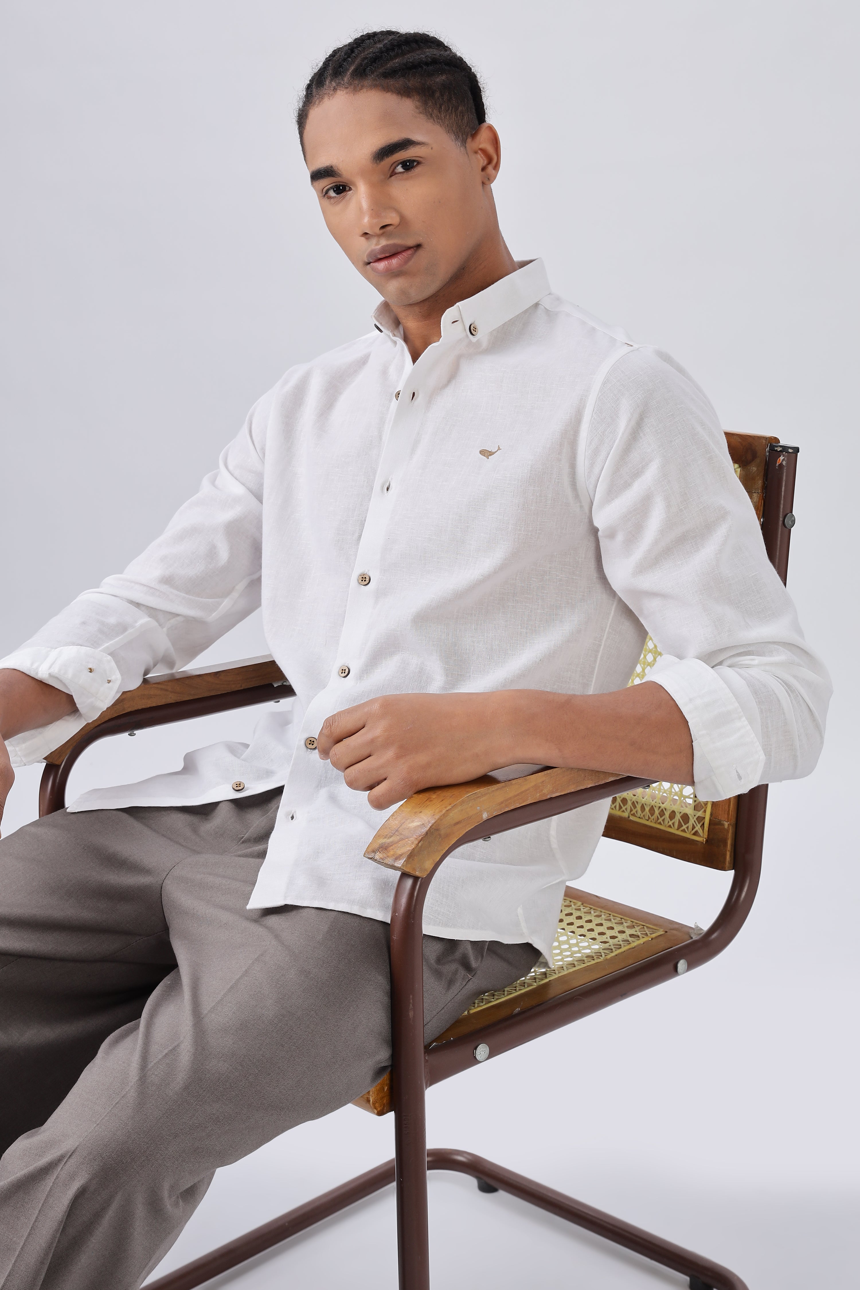 Warrington White Cotton-Linen Essential Shirt