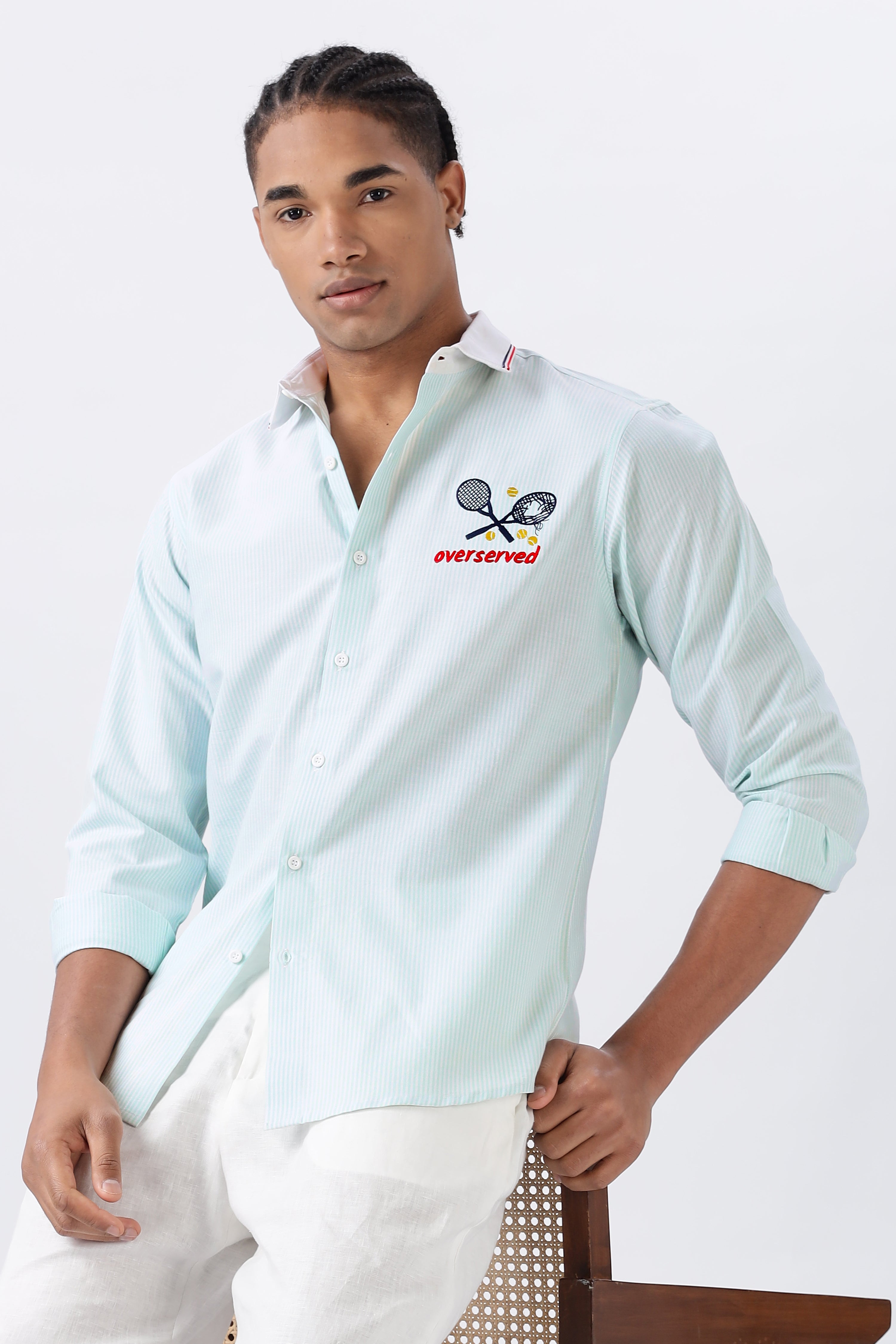 Lemon Green Nouveau Riche Stripes 100% Cotton Shirt