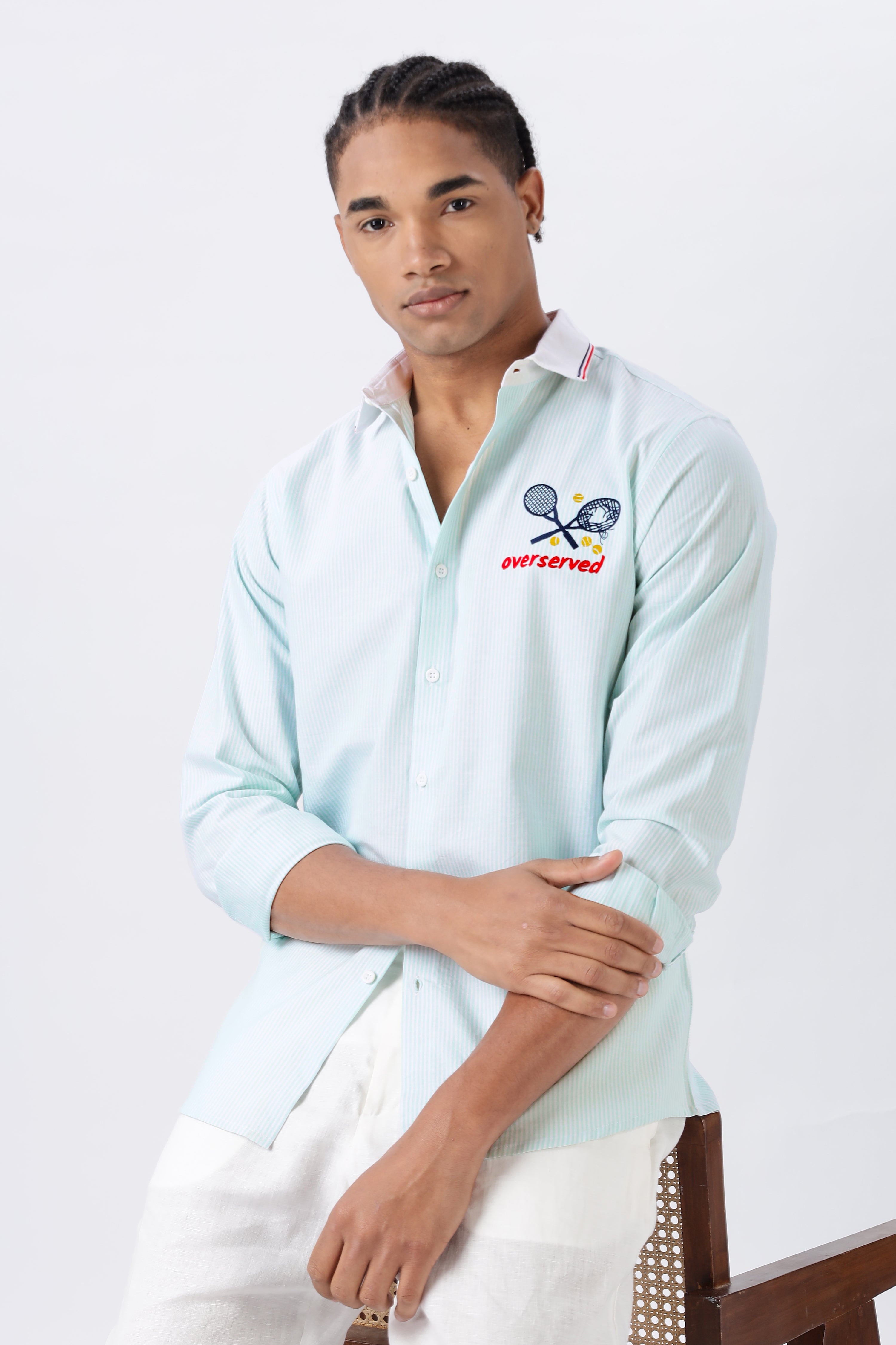 Lemon Green Nouveau Riche Stripes 100% Cotton Shirt