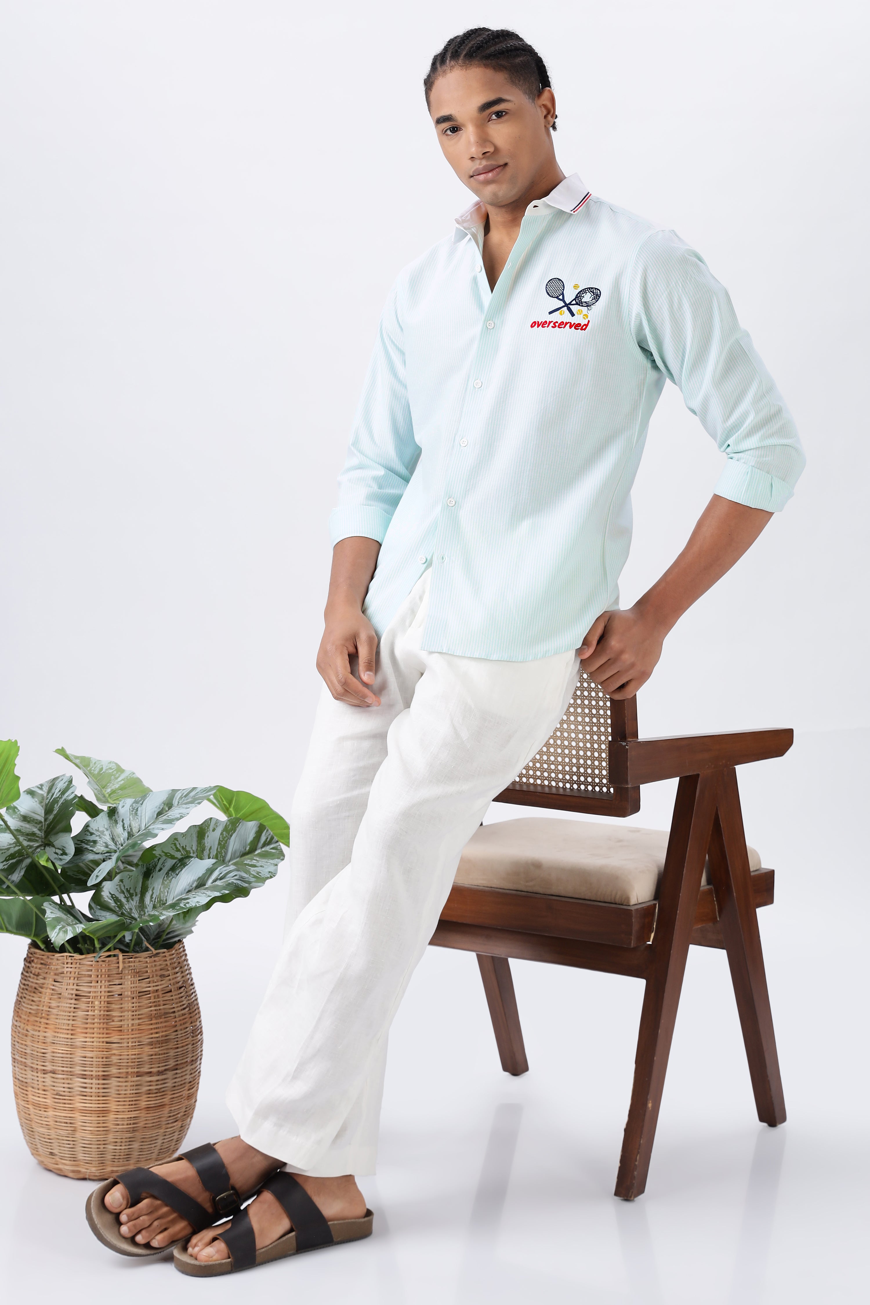 Lemon Green Nouveau Riche Stripes 100% Cotton Shirt