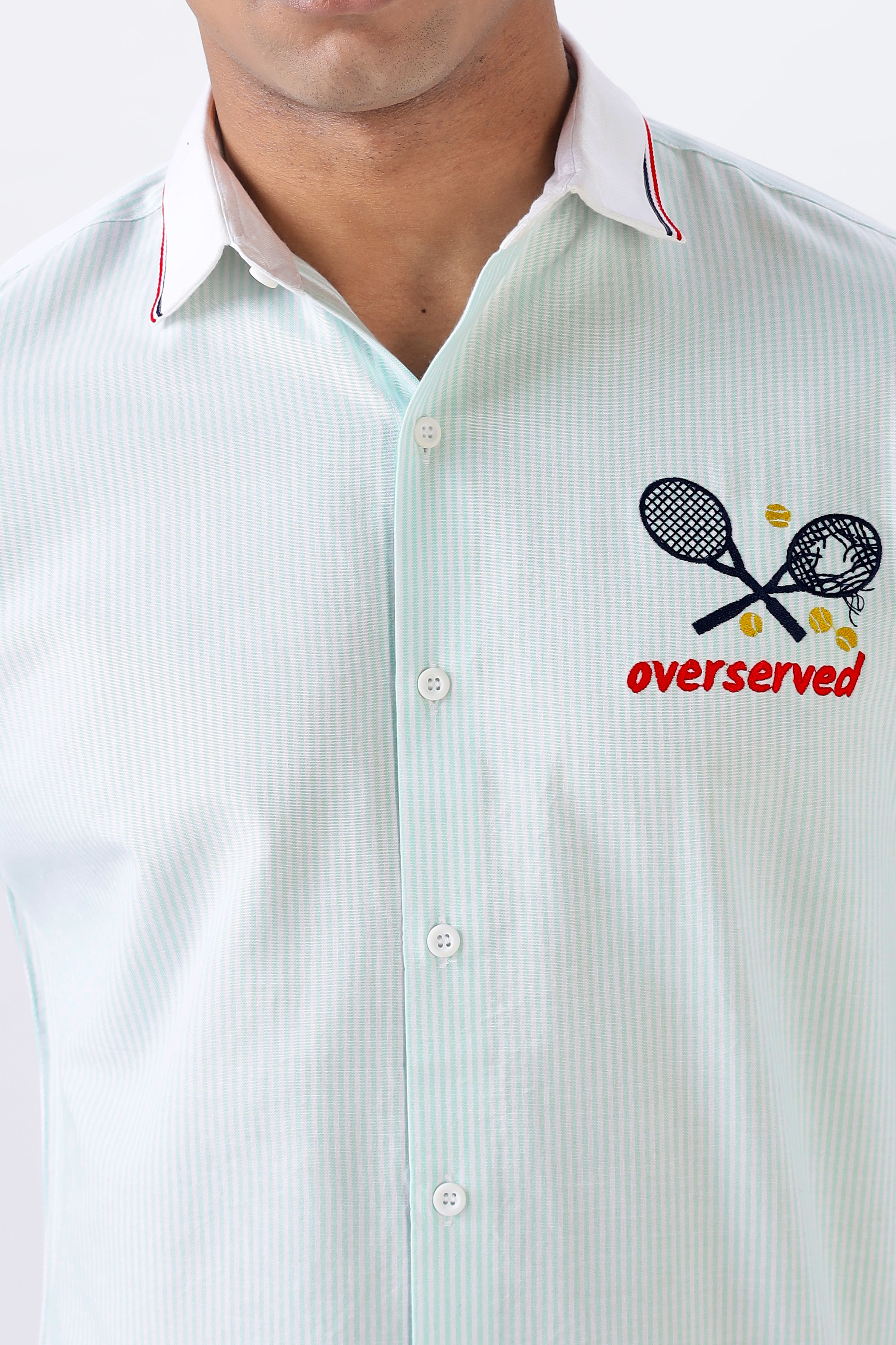 Lemon Green Nouveau Riche Stripes 100% Cotton Shirt