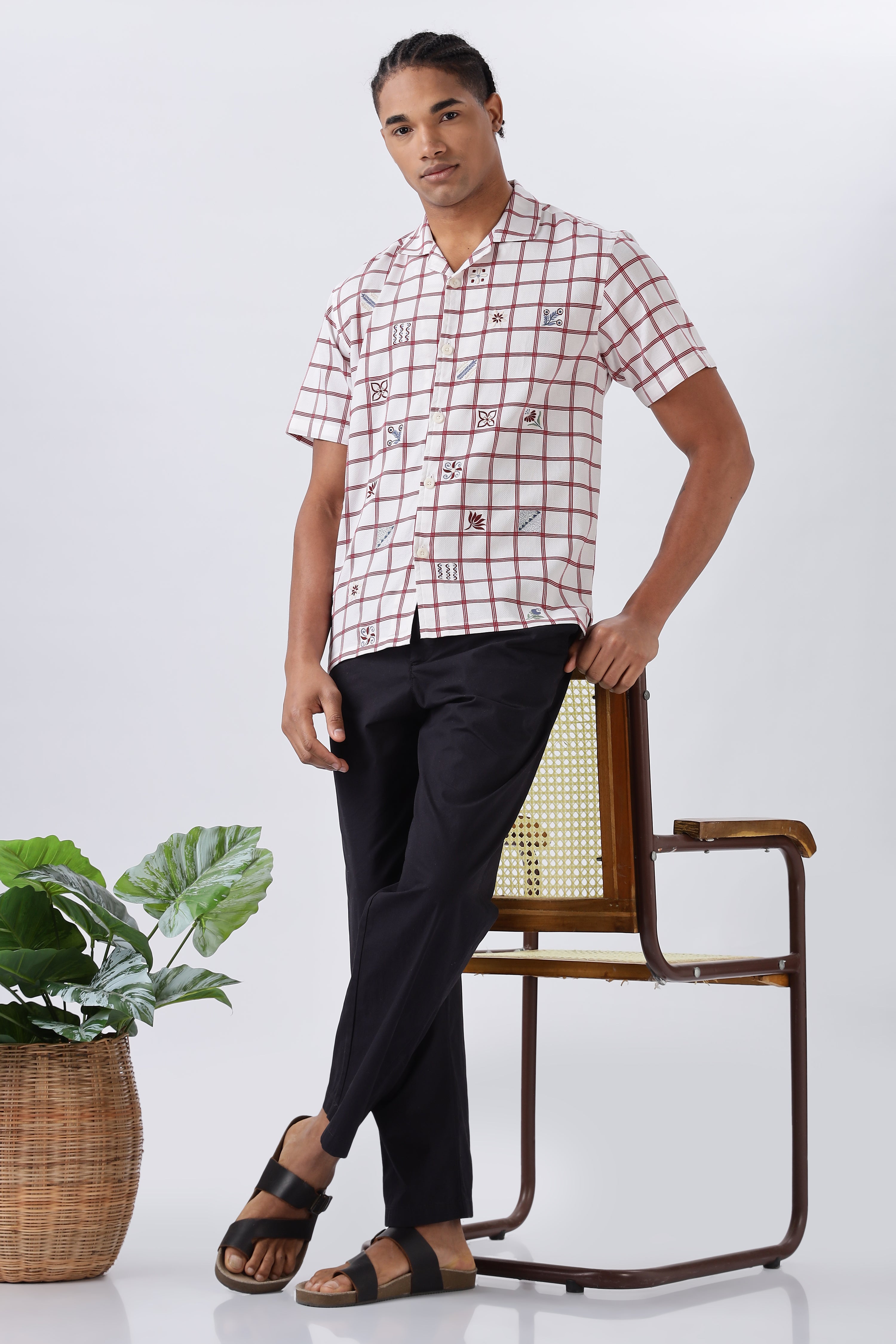 Grid & Glyphs Embroidered Shirt