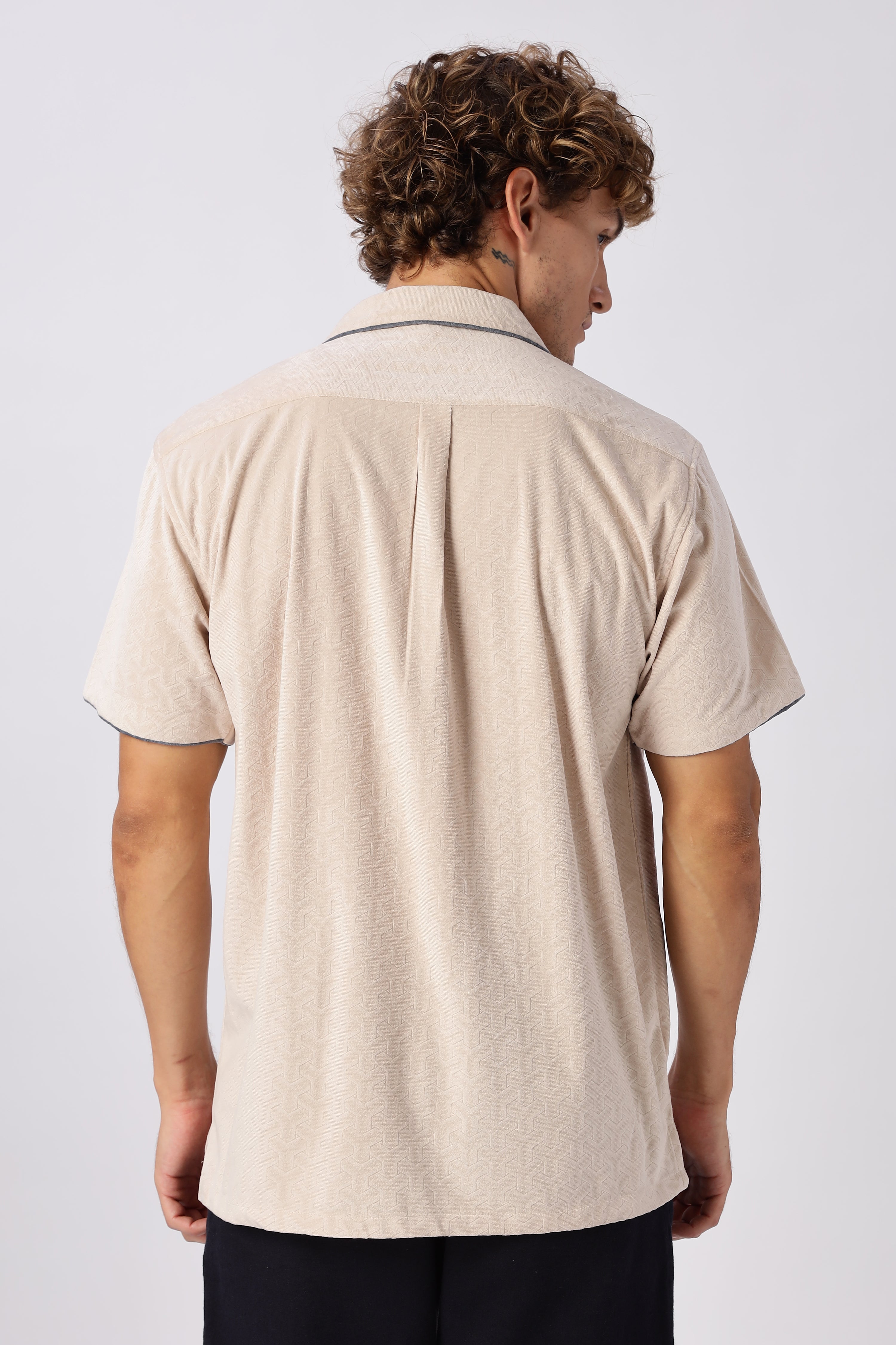 Sand Script Embroidered Shirt