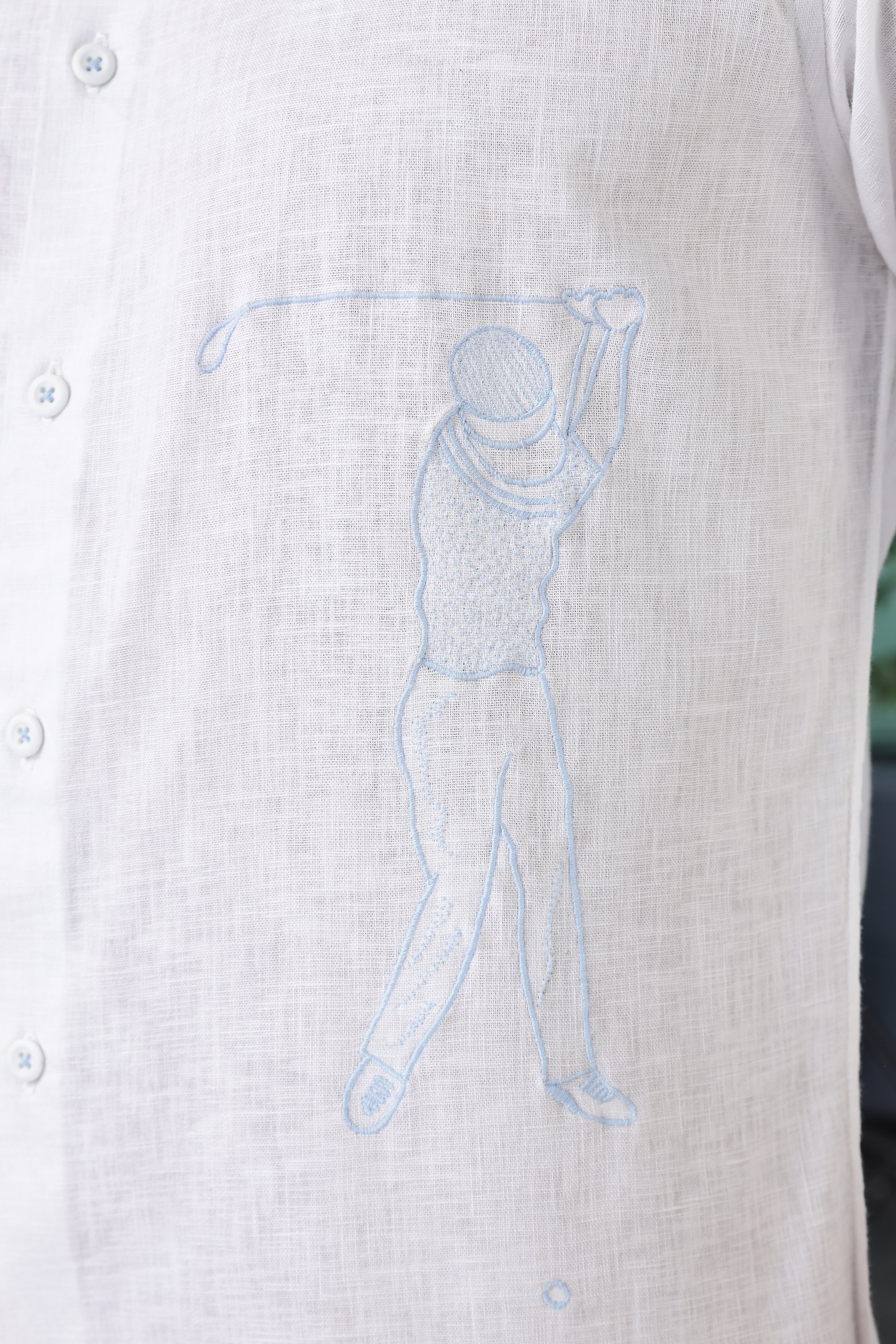 Palm Springs Golf Contrast Collar Embroidery White Shirt