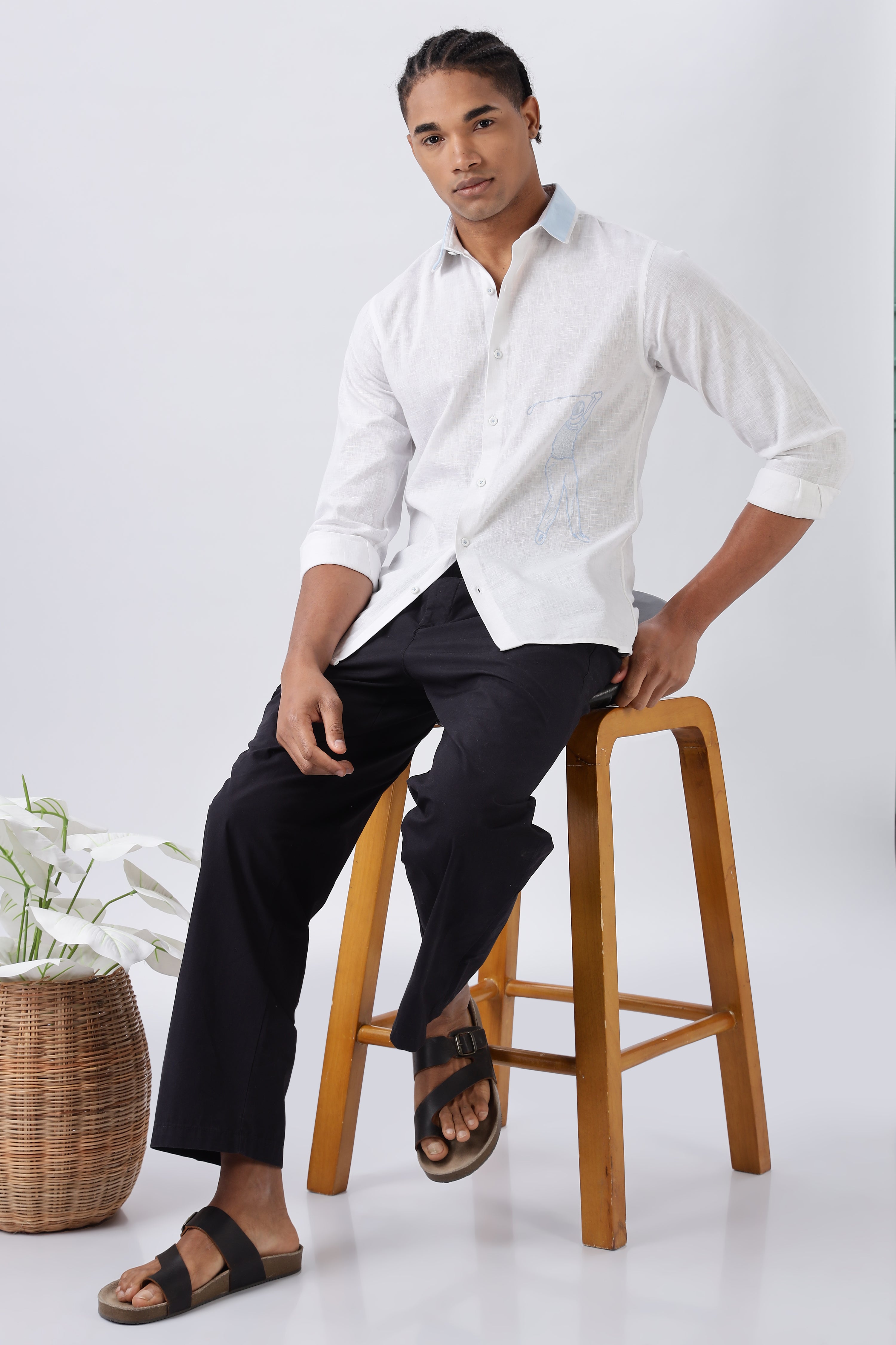 Palm Springs Golf Contrast Collar Embroidery Shirt