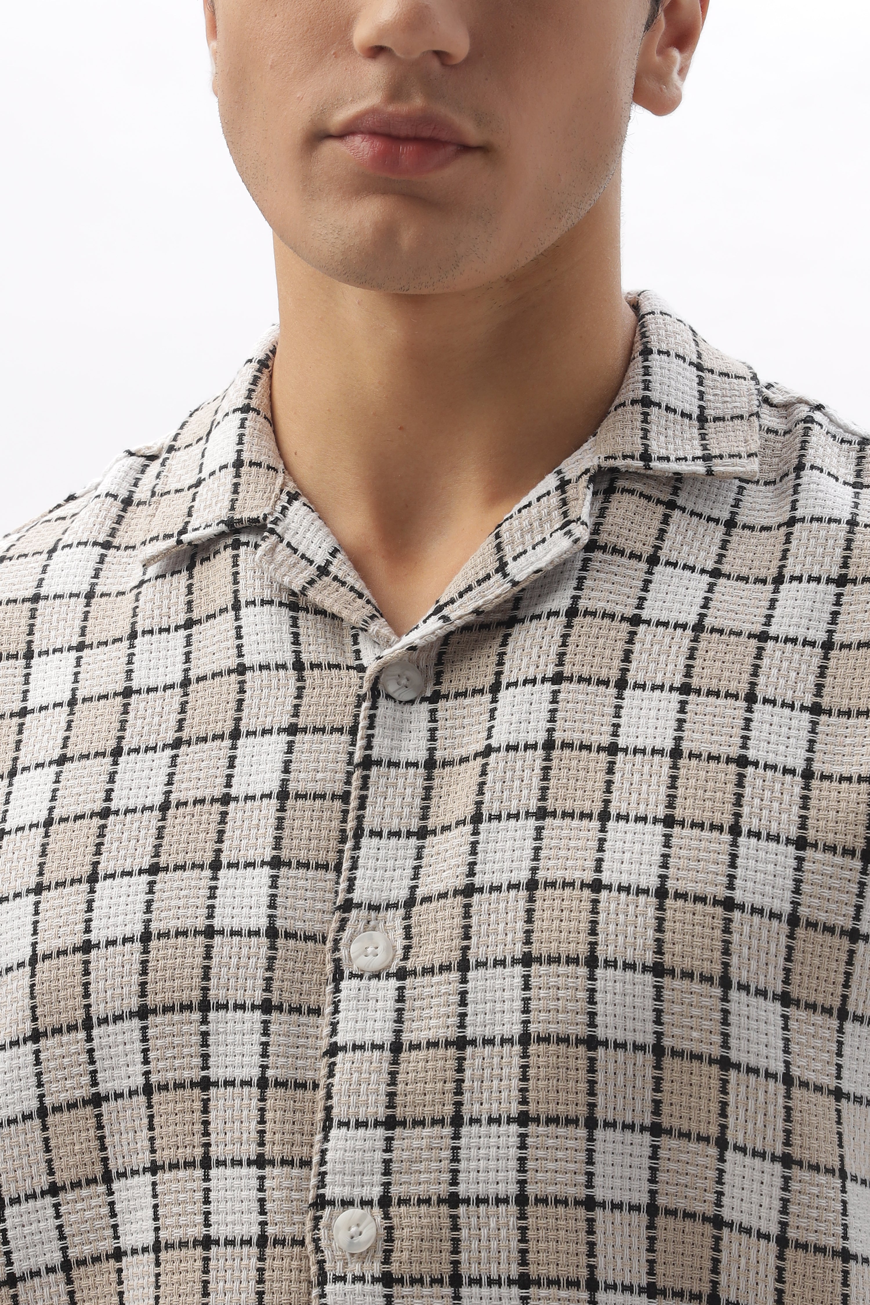 Textured Checkered Half-sleeve Shirt