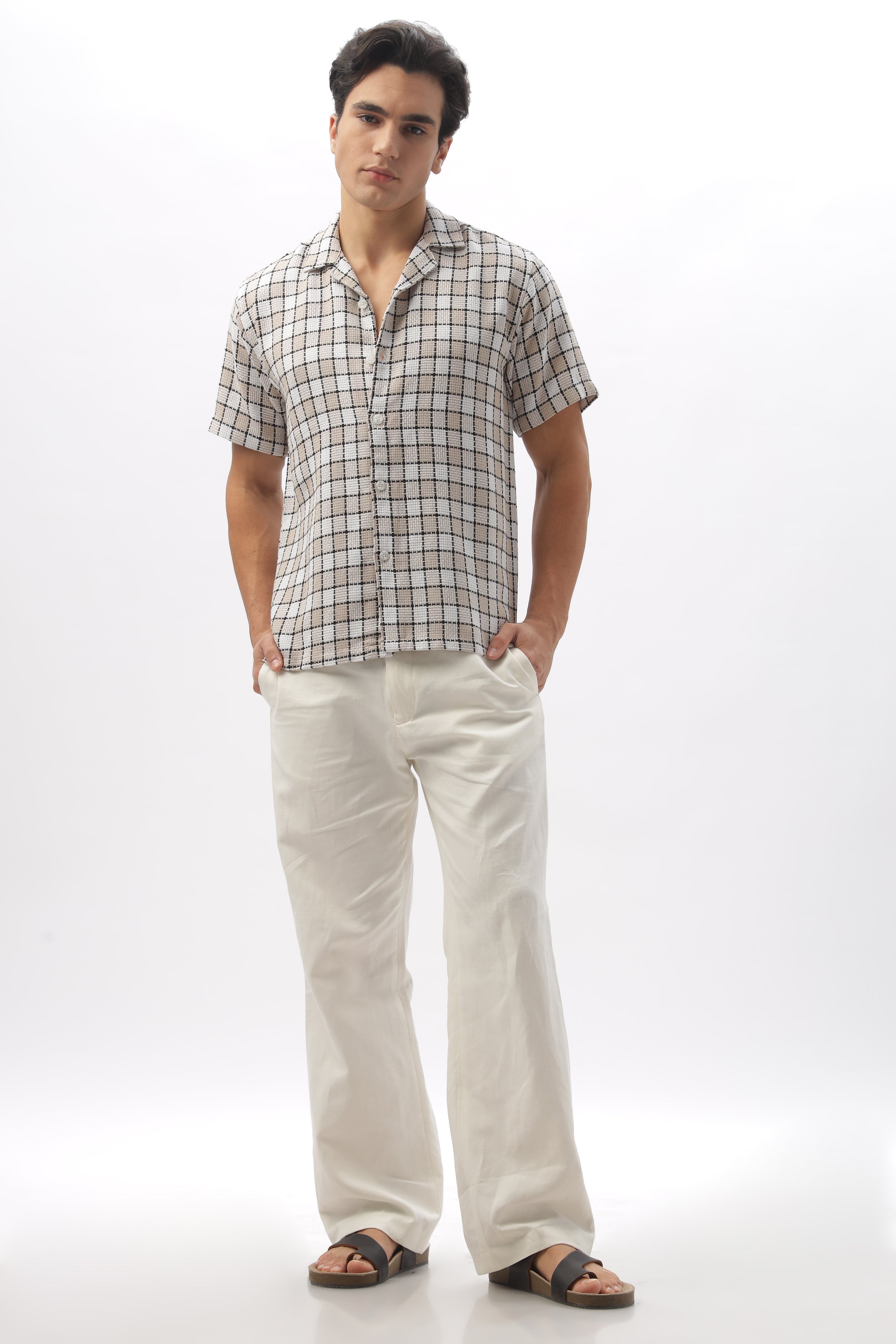 Textured Checkered Half-sleeve Shirt