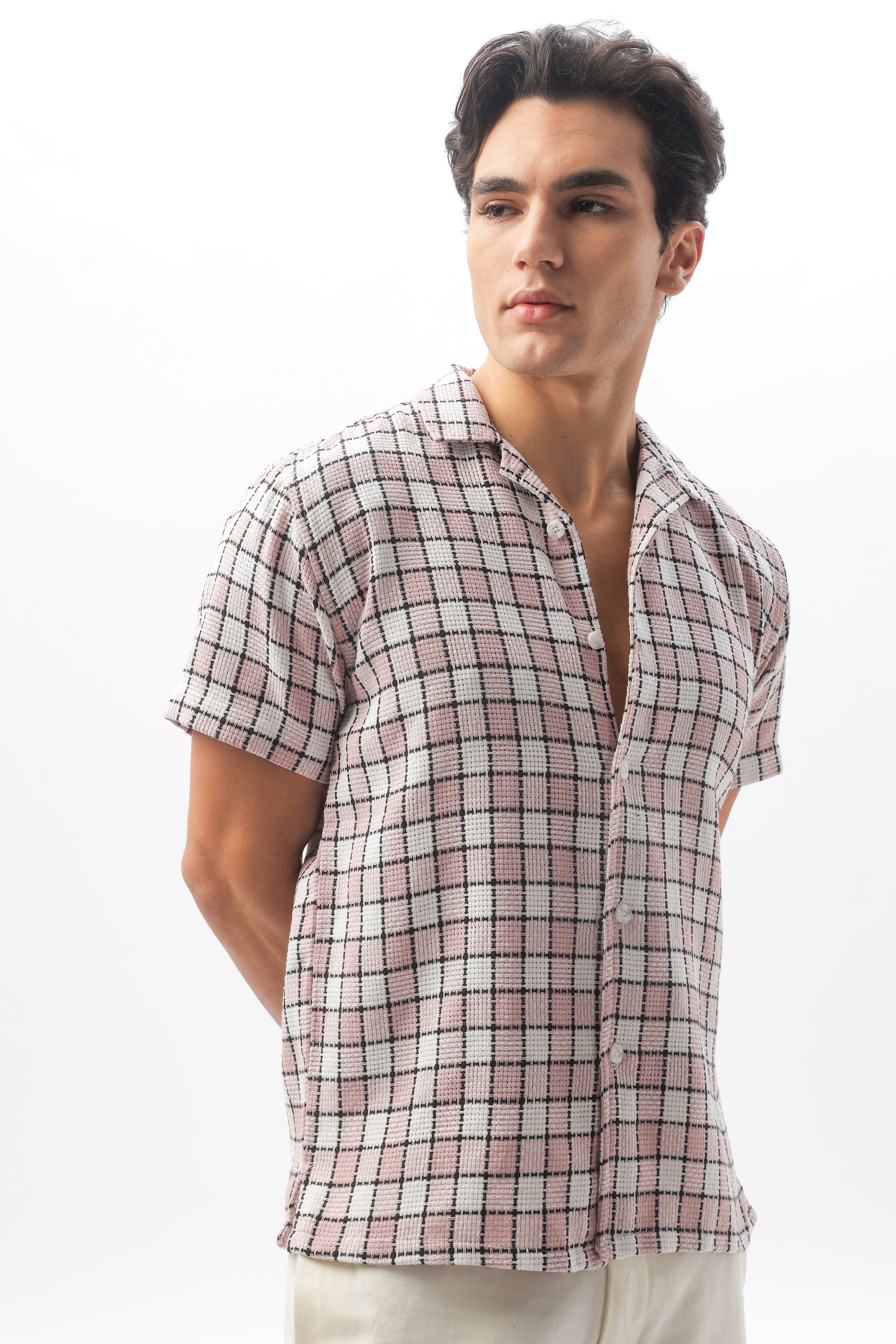 Textured Checkered Half-sleeve Shirt