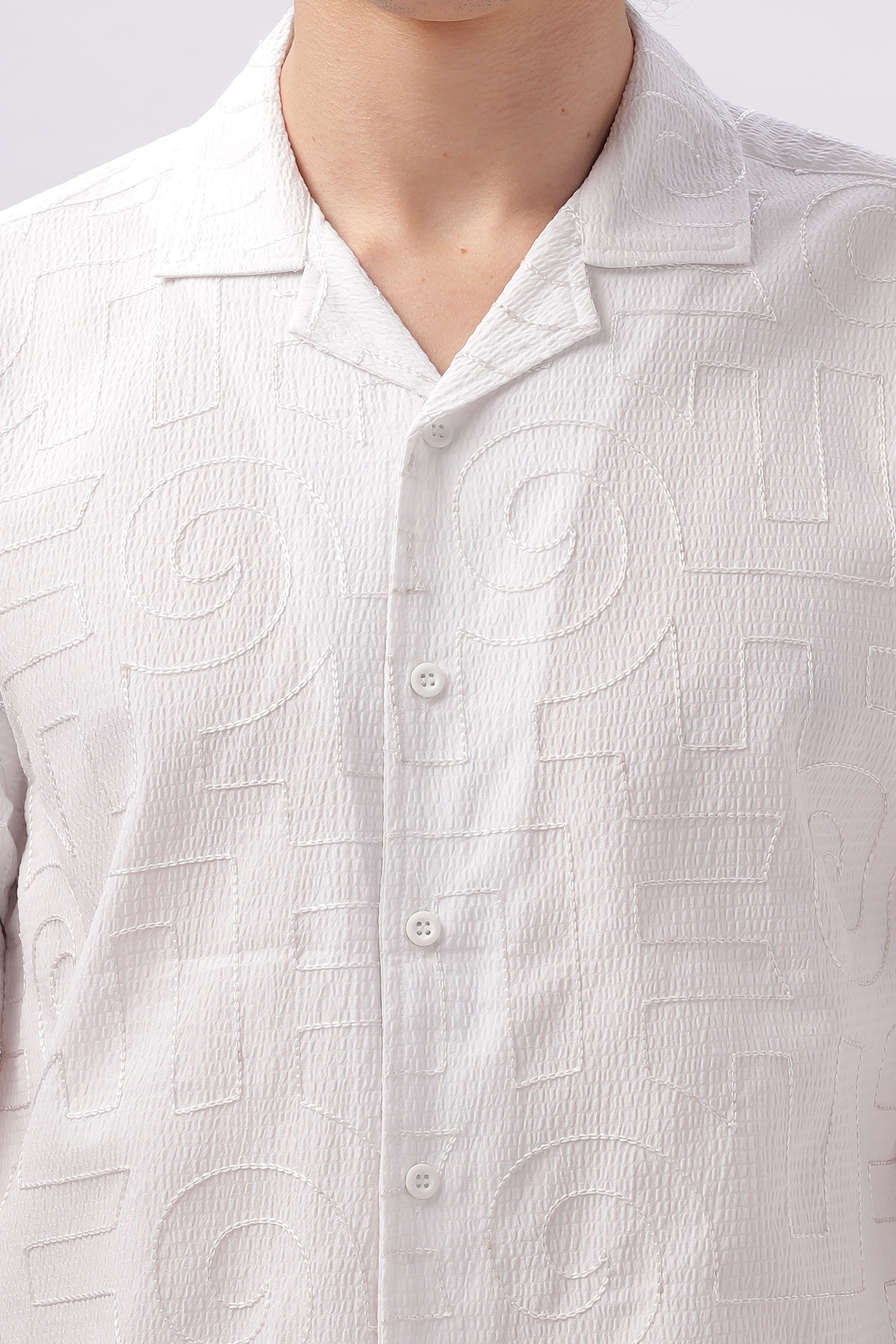 Cuban Collar Embroidery Half Sleeve Shirt