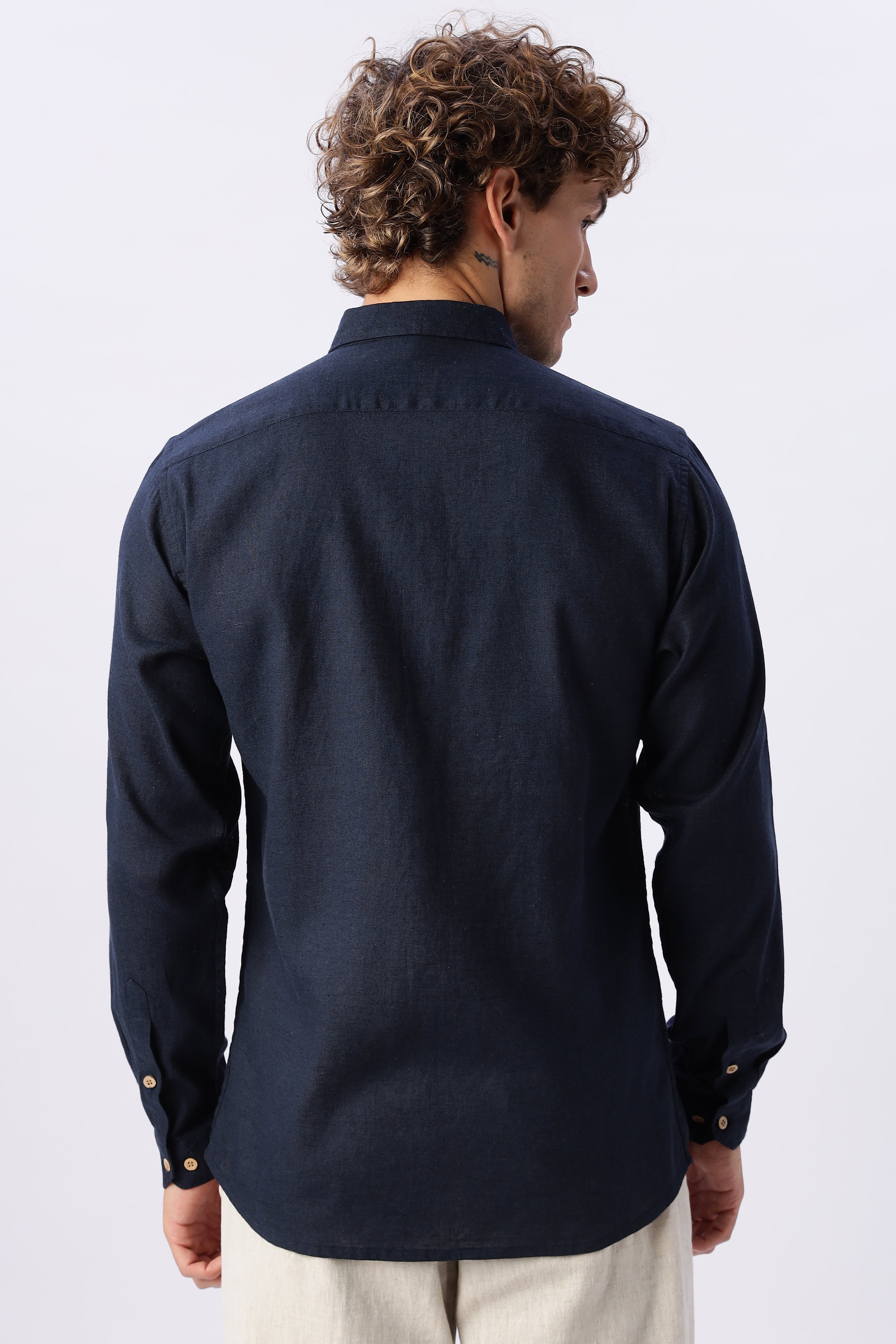 Blue 100% Linen 60s Lea Shirt