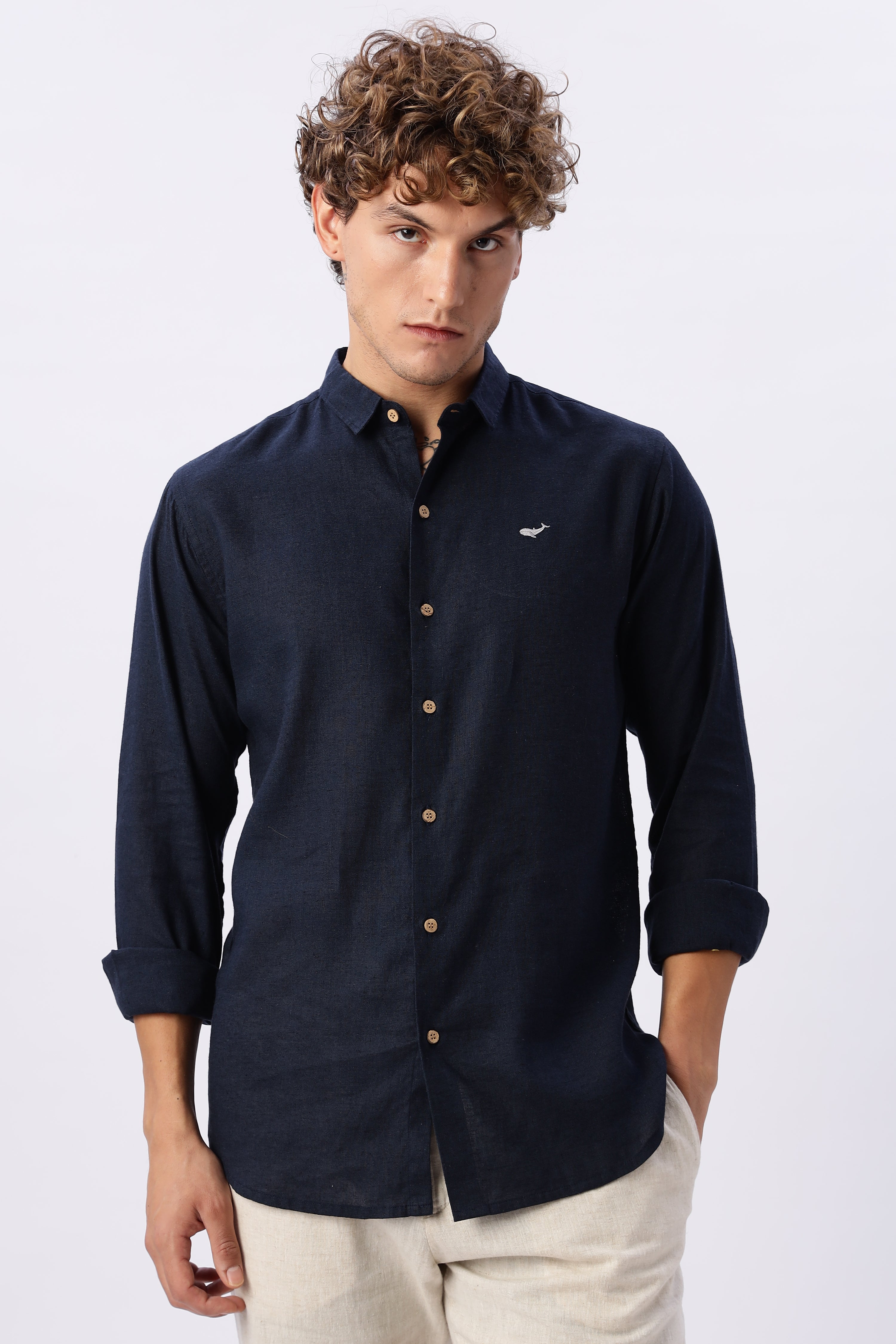 Blue 100% Linen 60s Lea Shirt