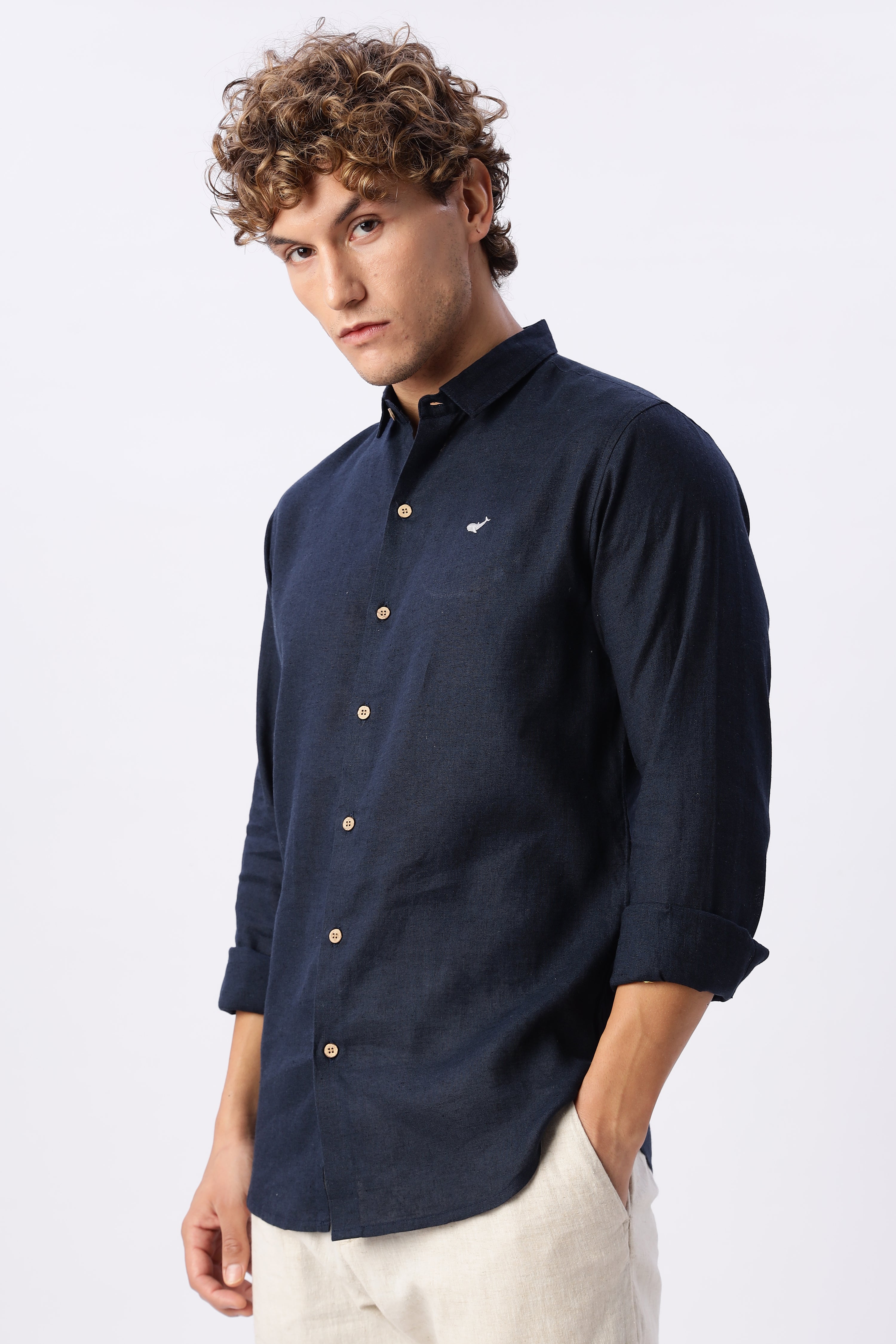 Blue 100% Linen 60s Lea Shirt