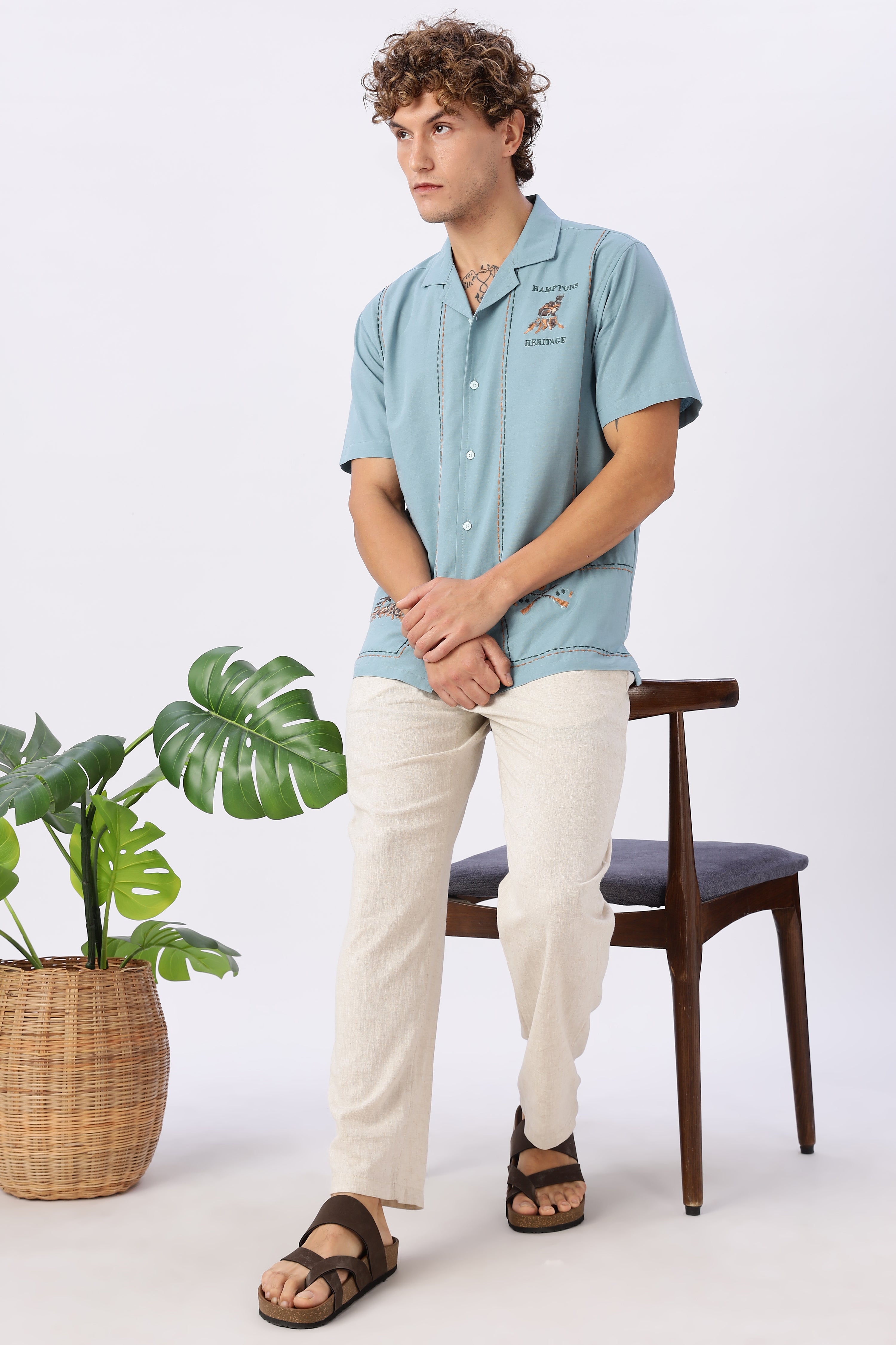 Heritage Coast Embroidered Cuban Collar Shirt