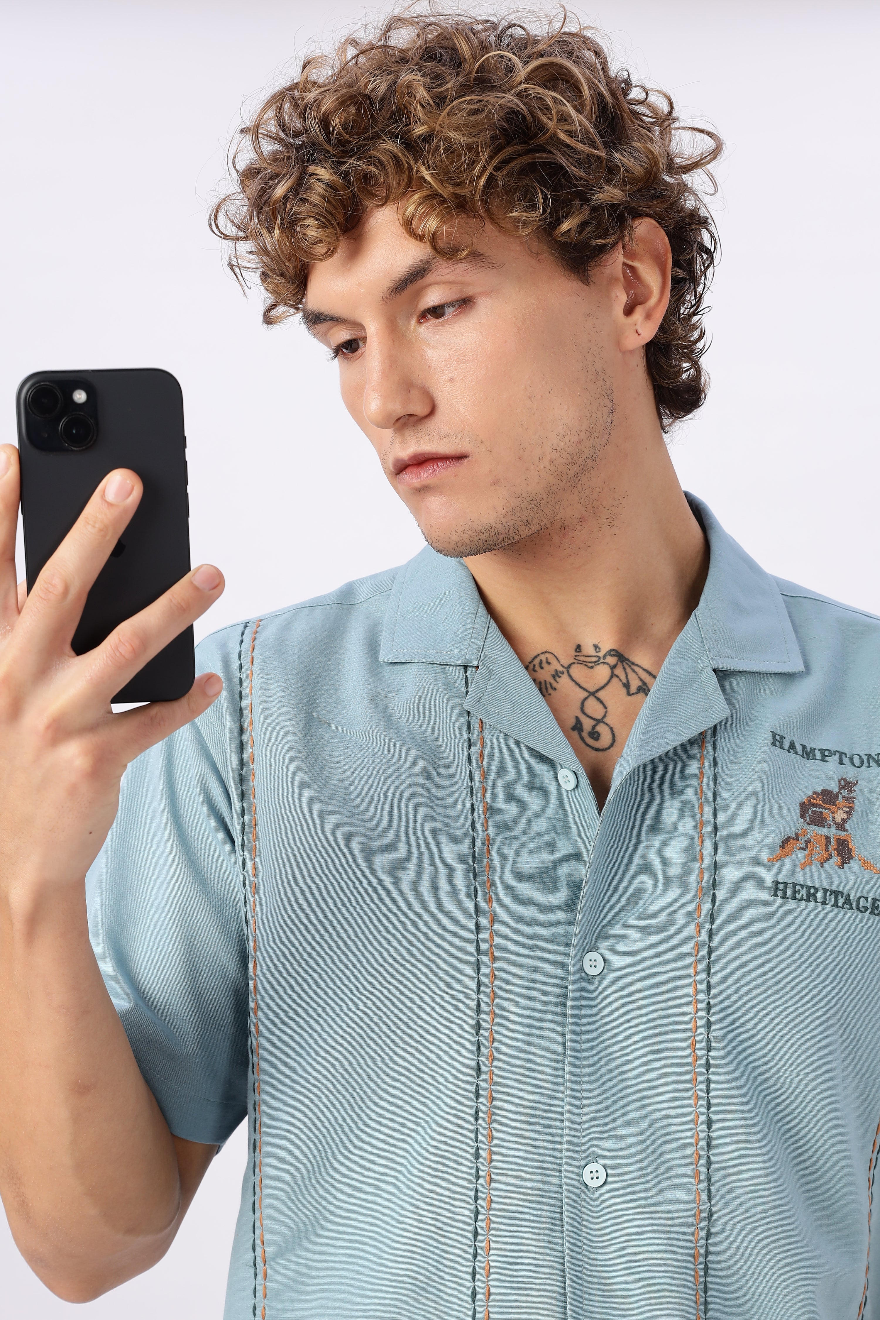 Heritage Coast Embroidered Cuban Collar Shirt