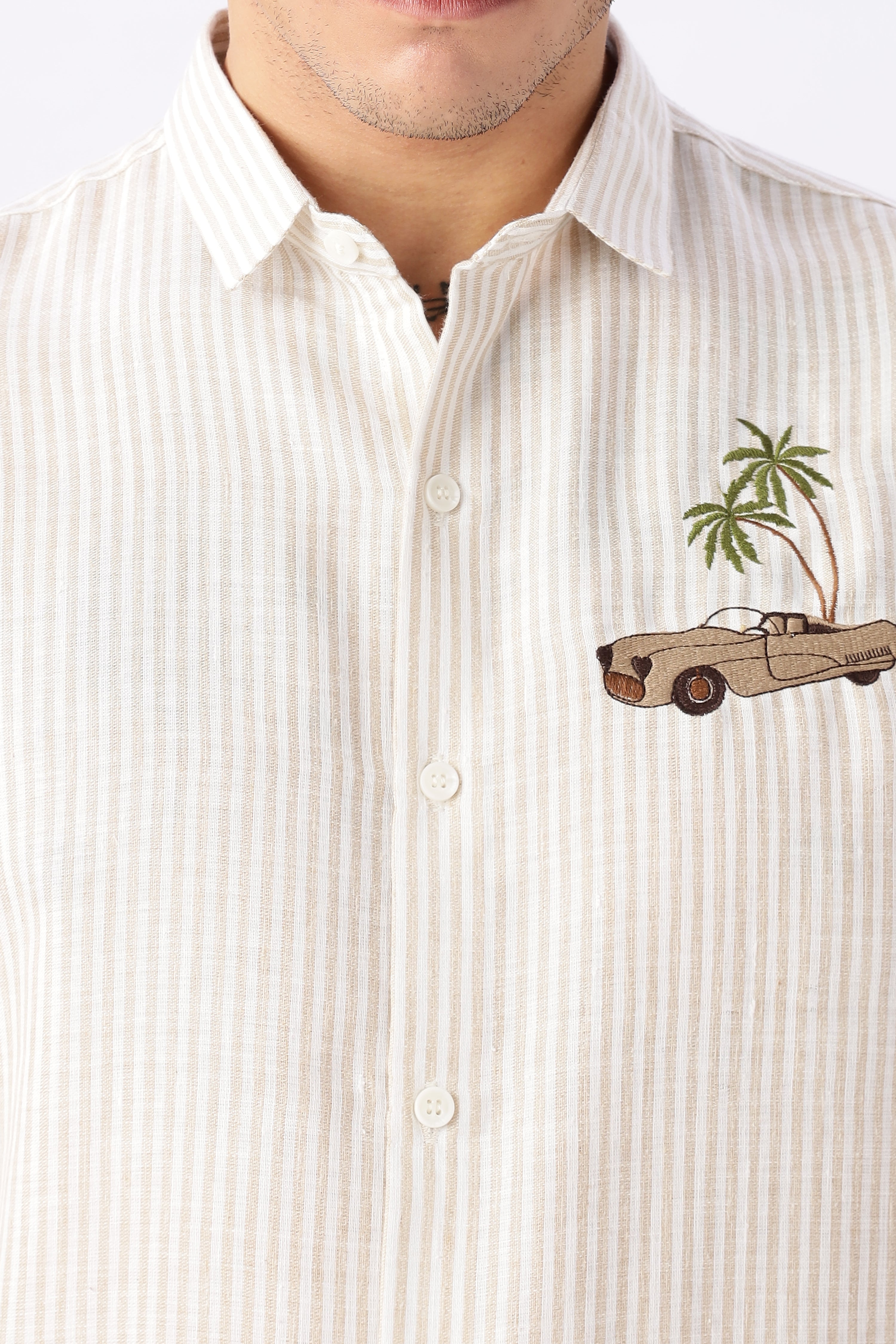 Palm Drive Embroidered Stripes Shirt