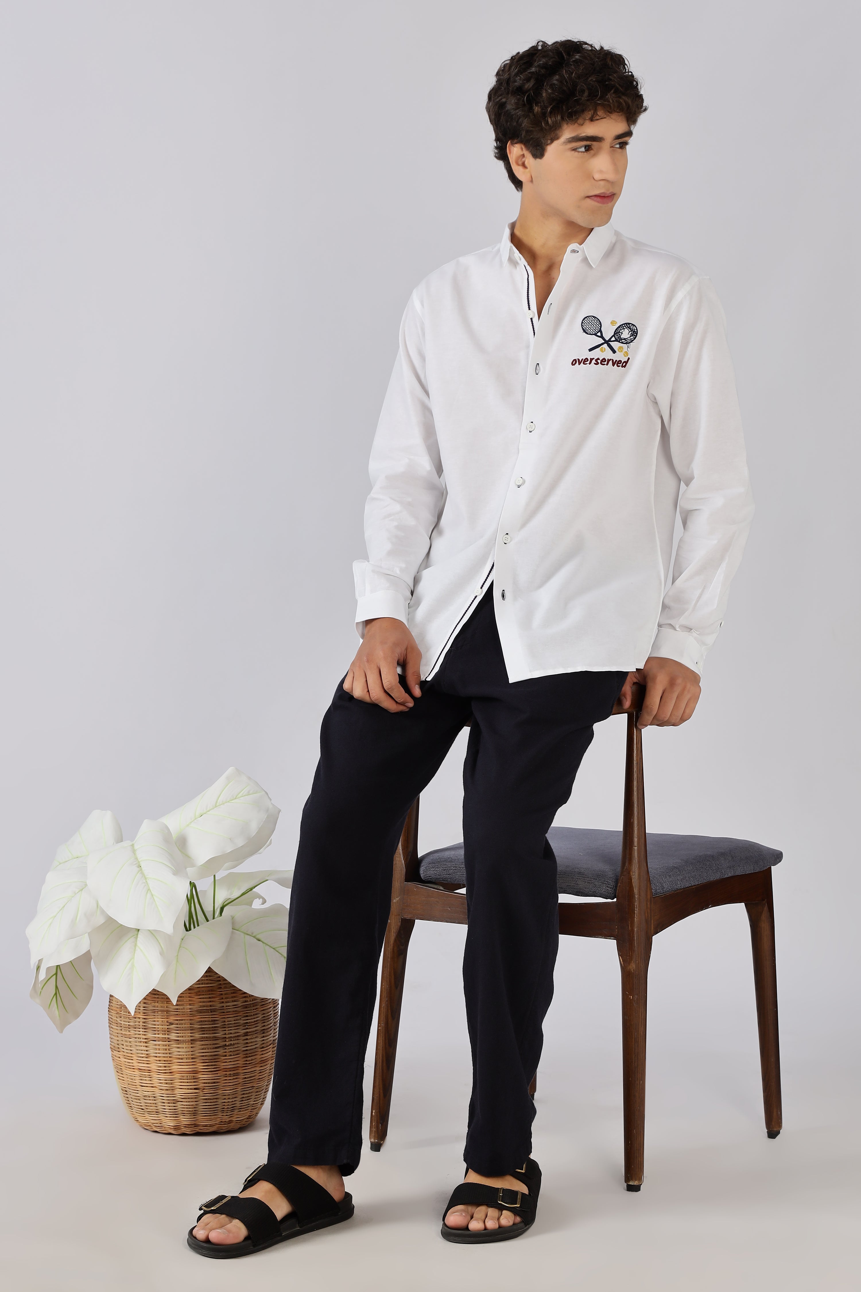 Overserved Embroidered 100% Cotton Shirt