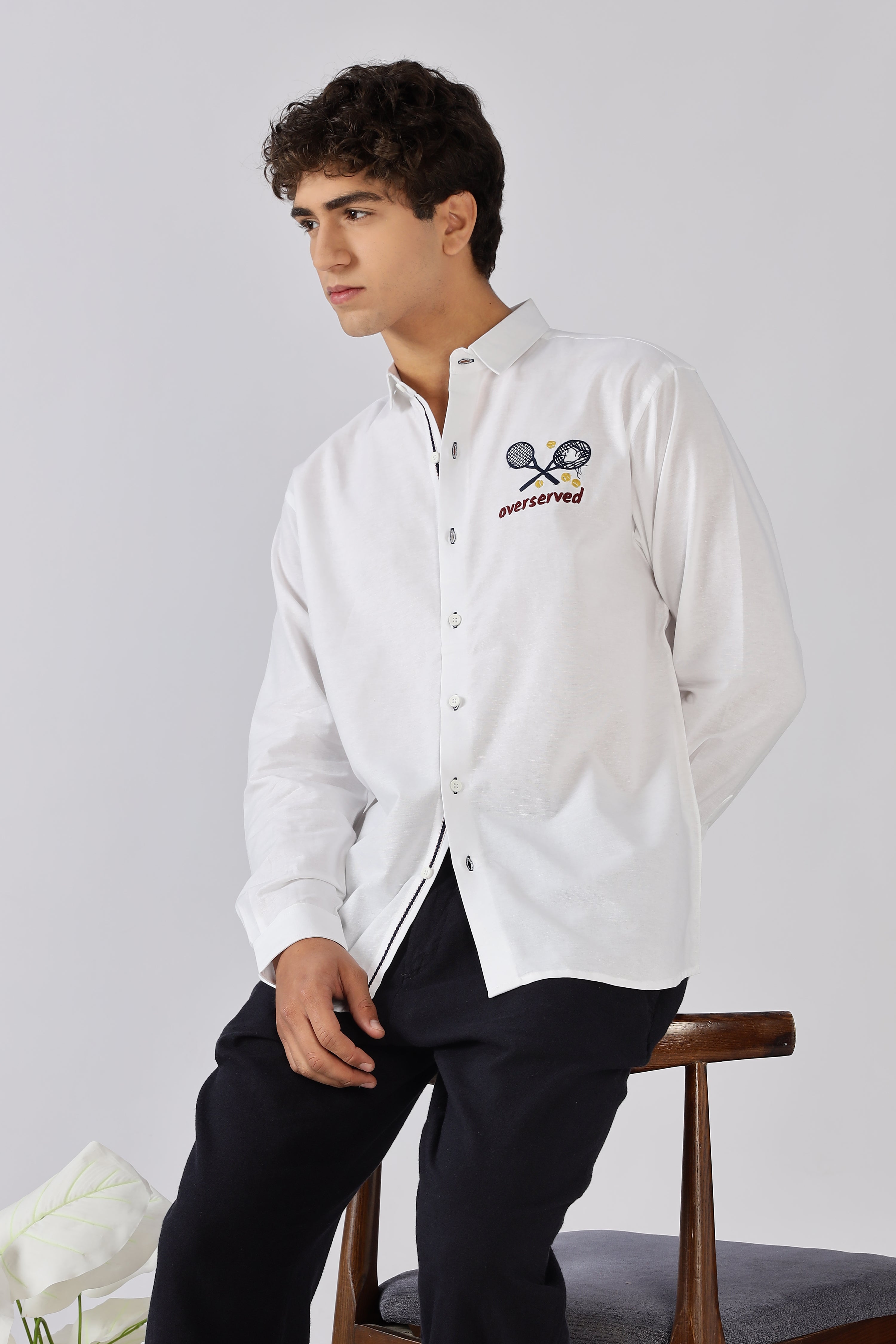 Overserved Embroidered 100% Cotton Shirt