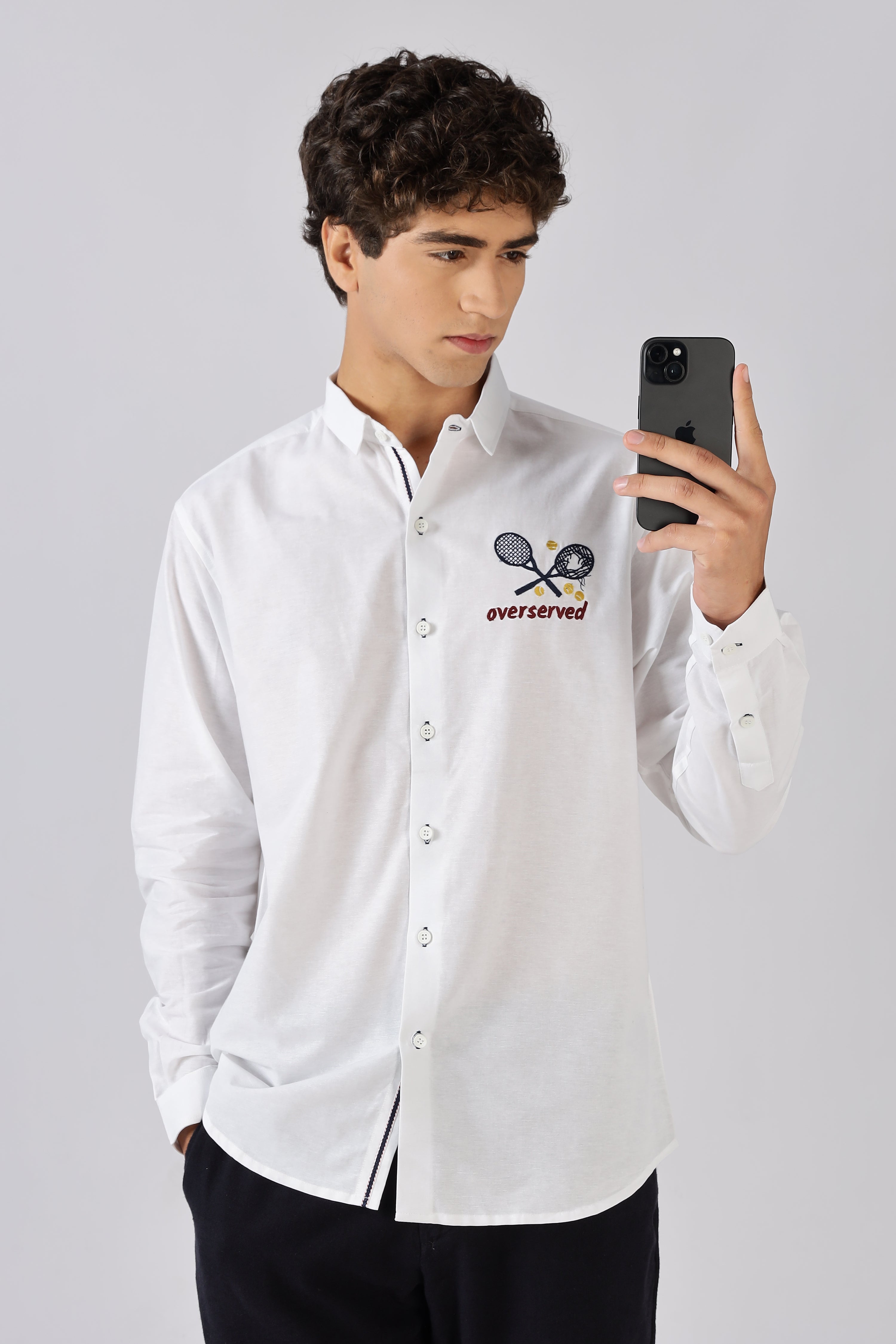 Overserved Embroidered 100% Cotton Shirt