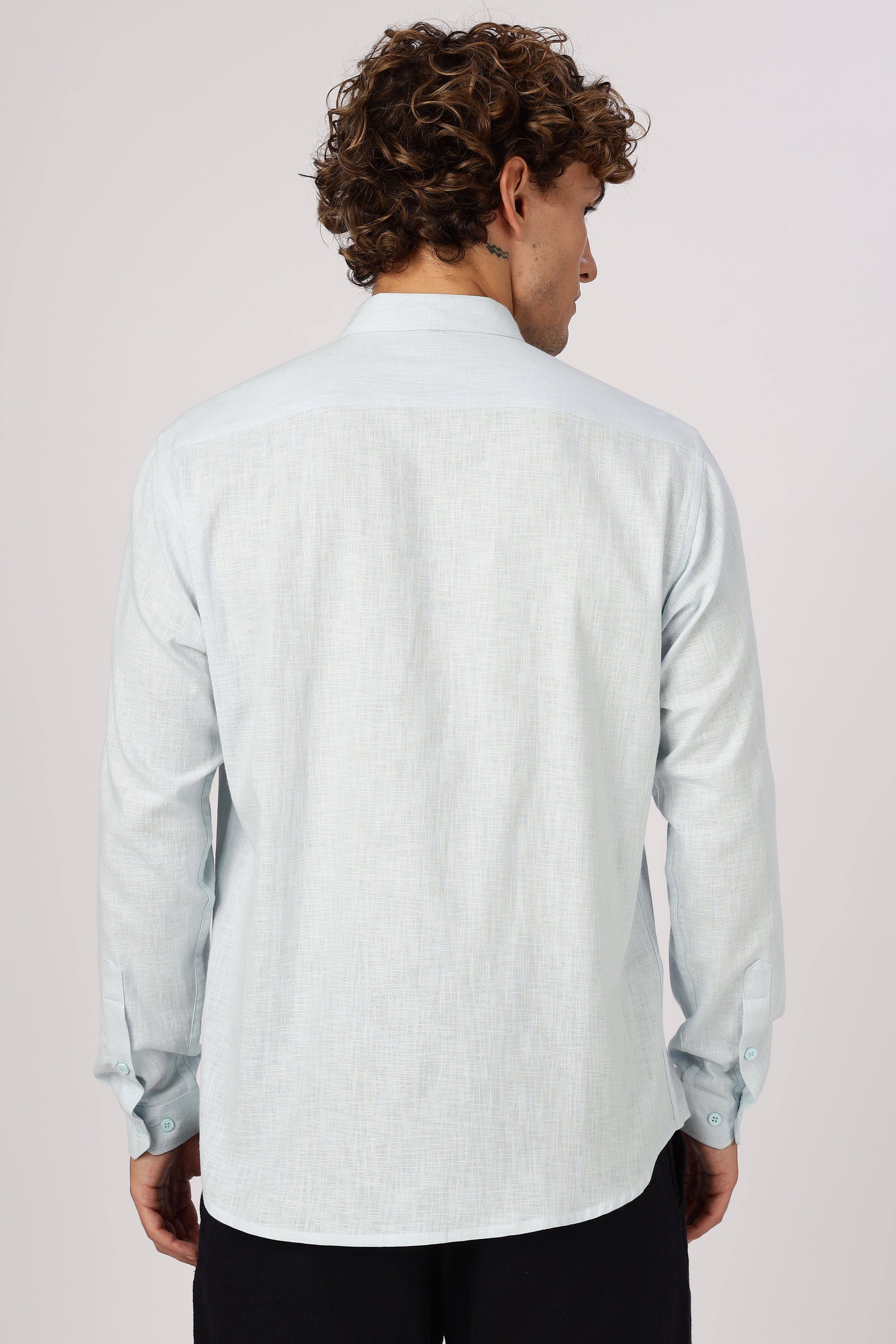 Glacial Blue Drift Textured Casual Shirt