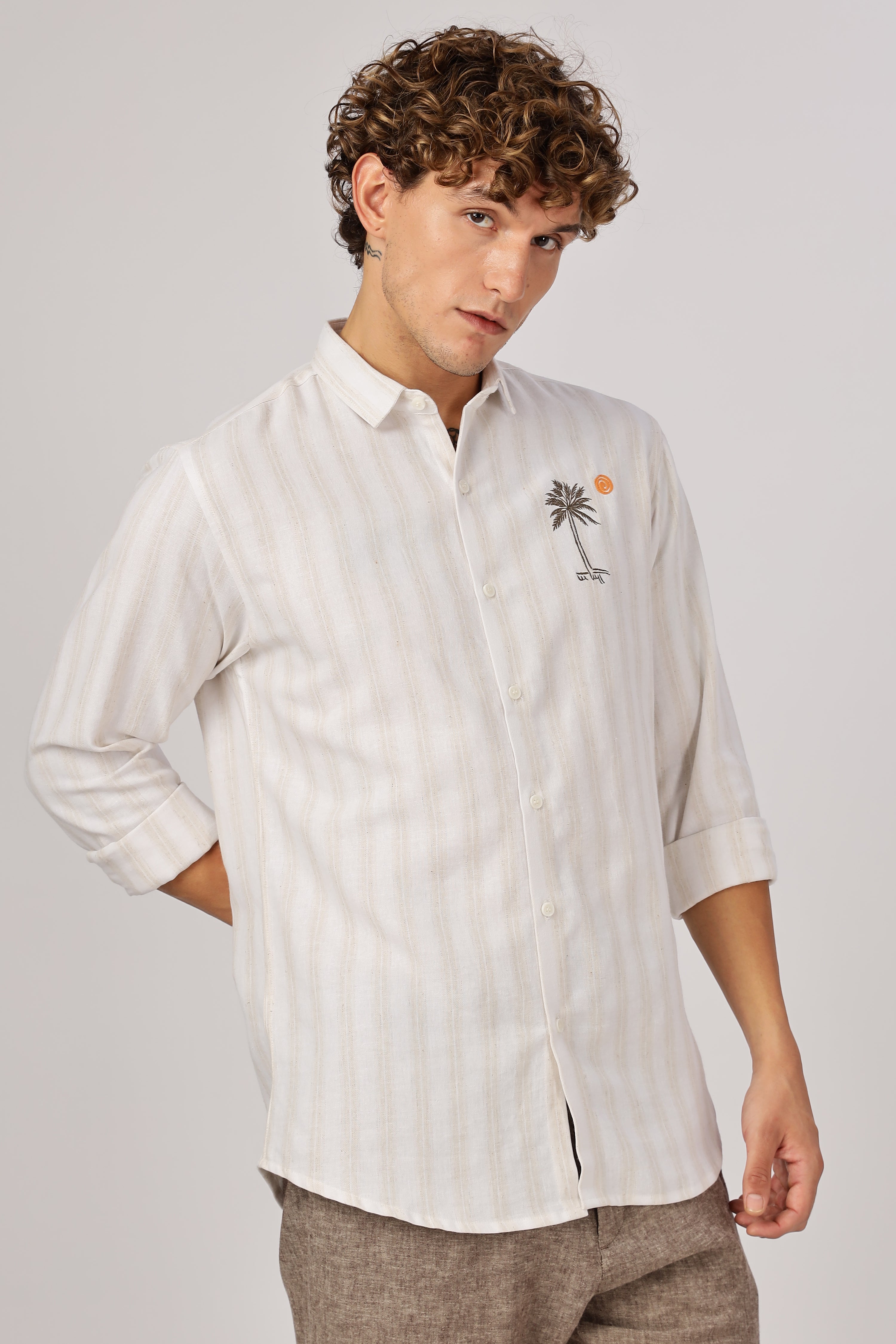 Sunny Side Up Embroidery Stripes Shirt
