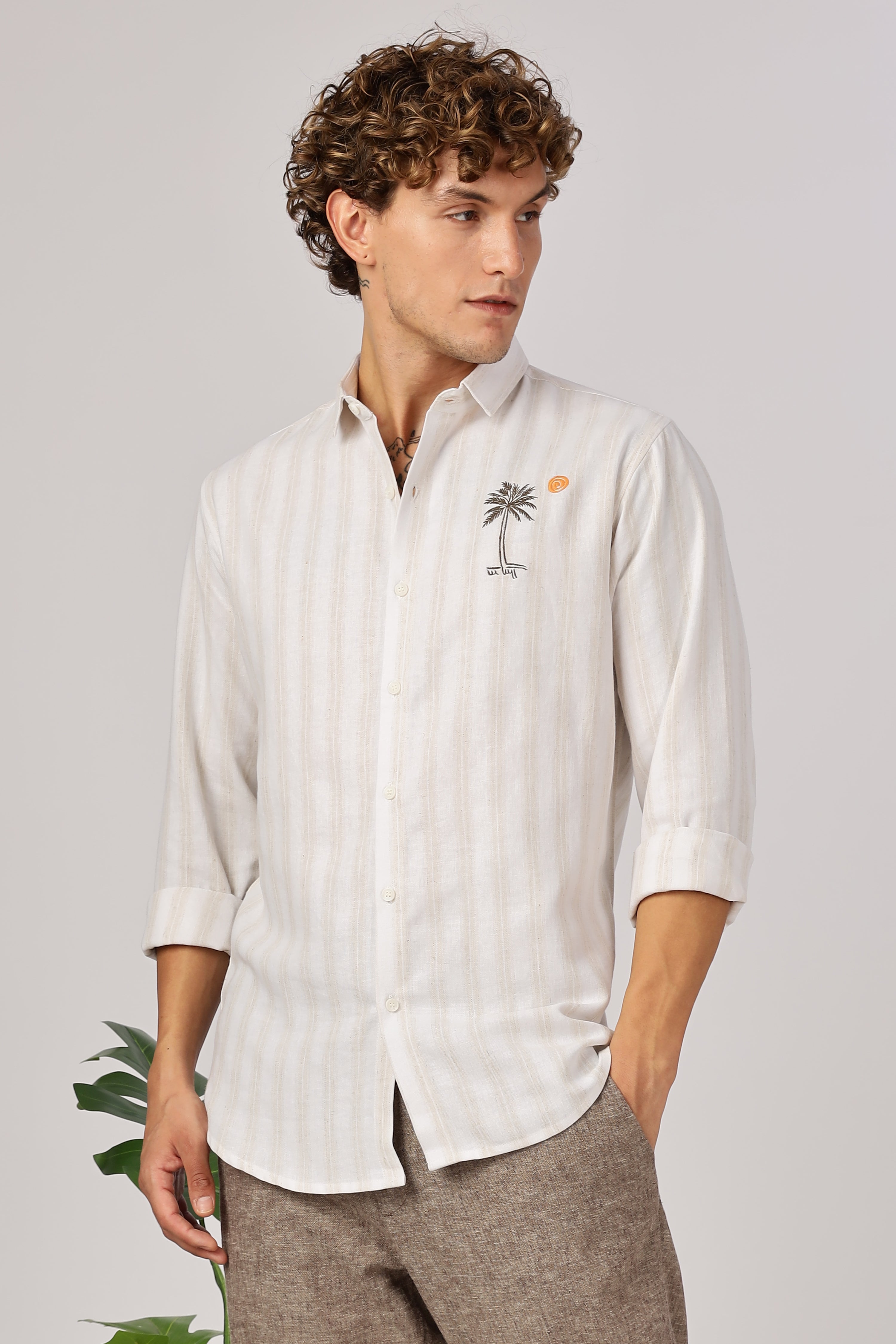 Sunny Side Up Embroidery Stripes Shirt