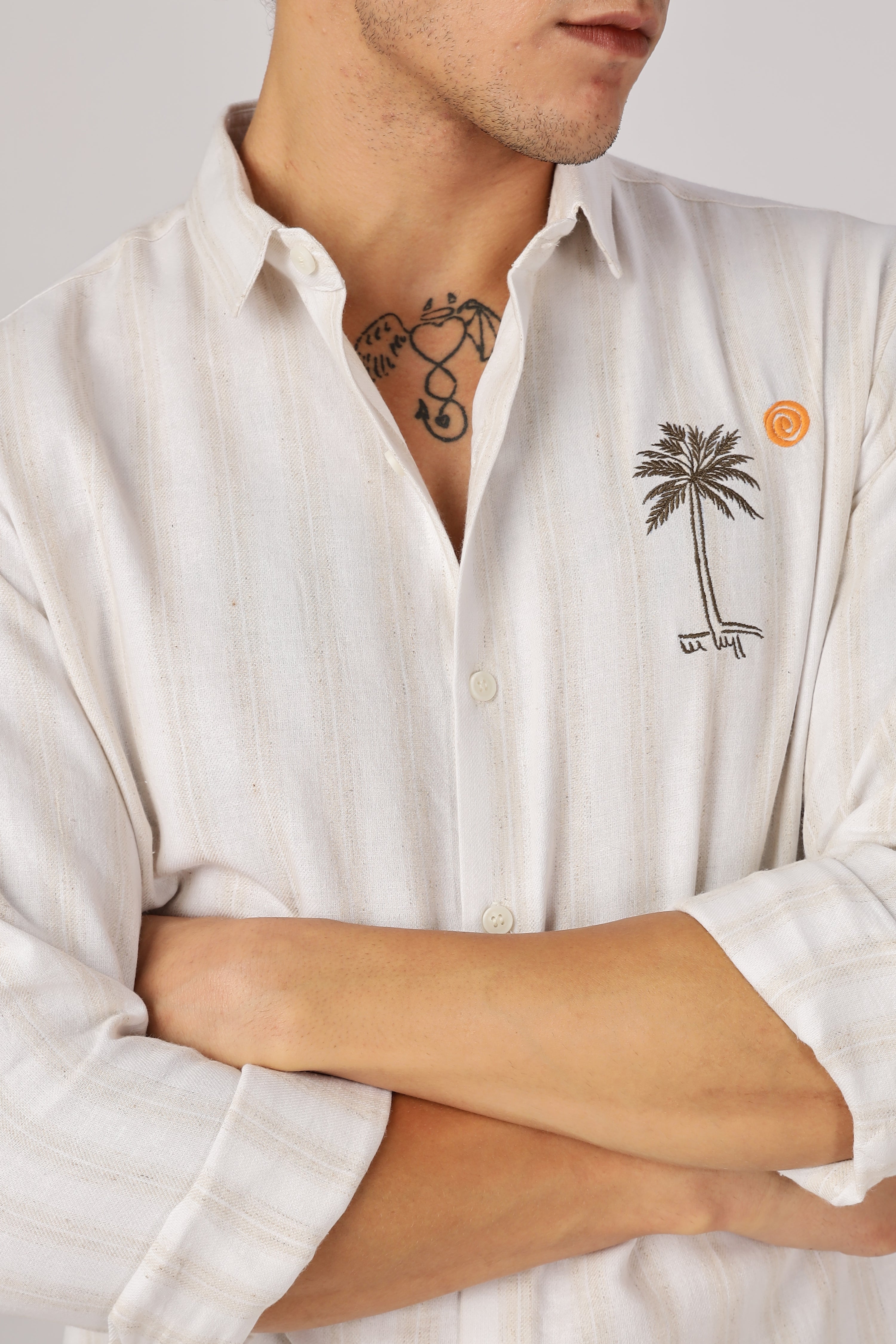 Sunny Side Up Embroidery Stripes Shirt
