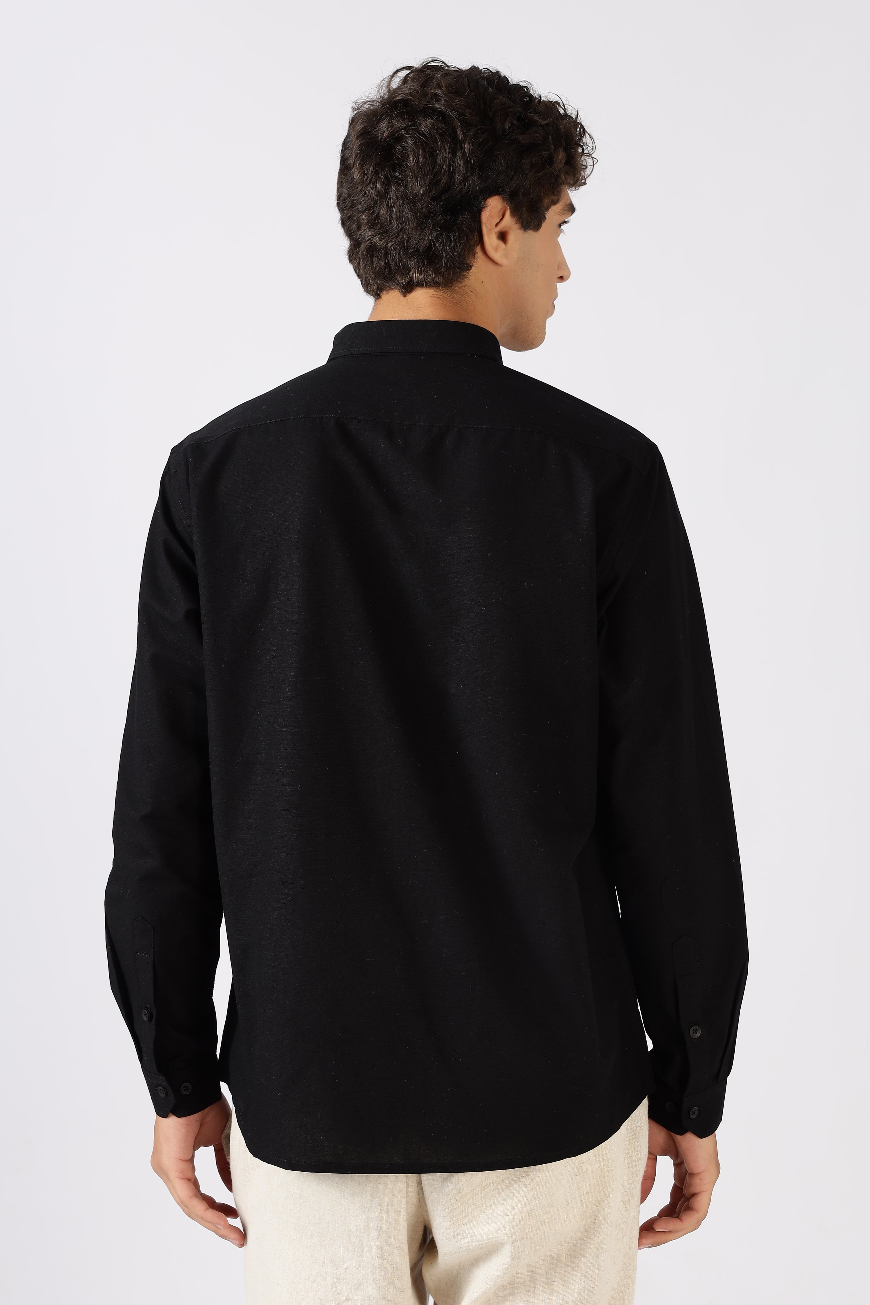 Coastal Voyage Black Embroidered Shirt