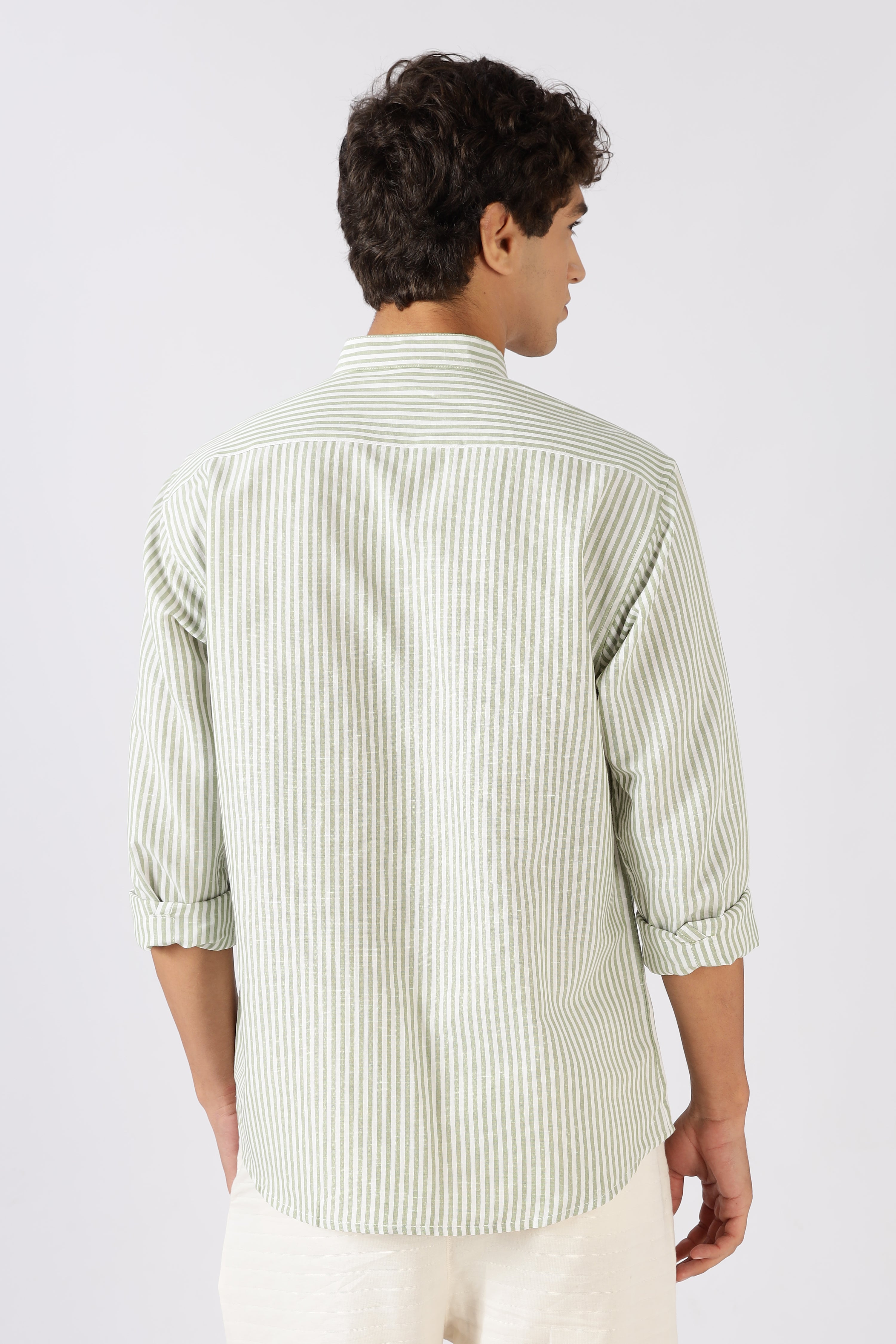 Seagrass Stripe Mandarin Collar Shirt