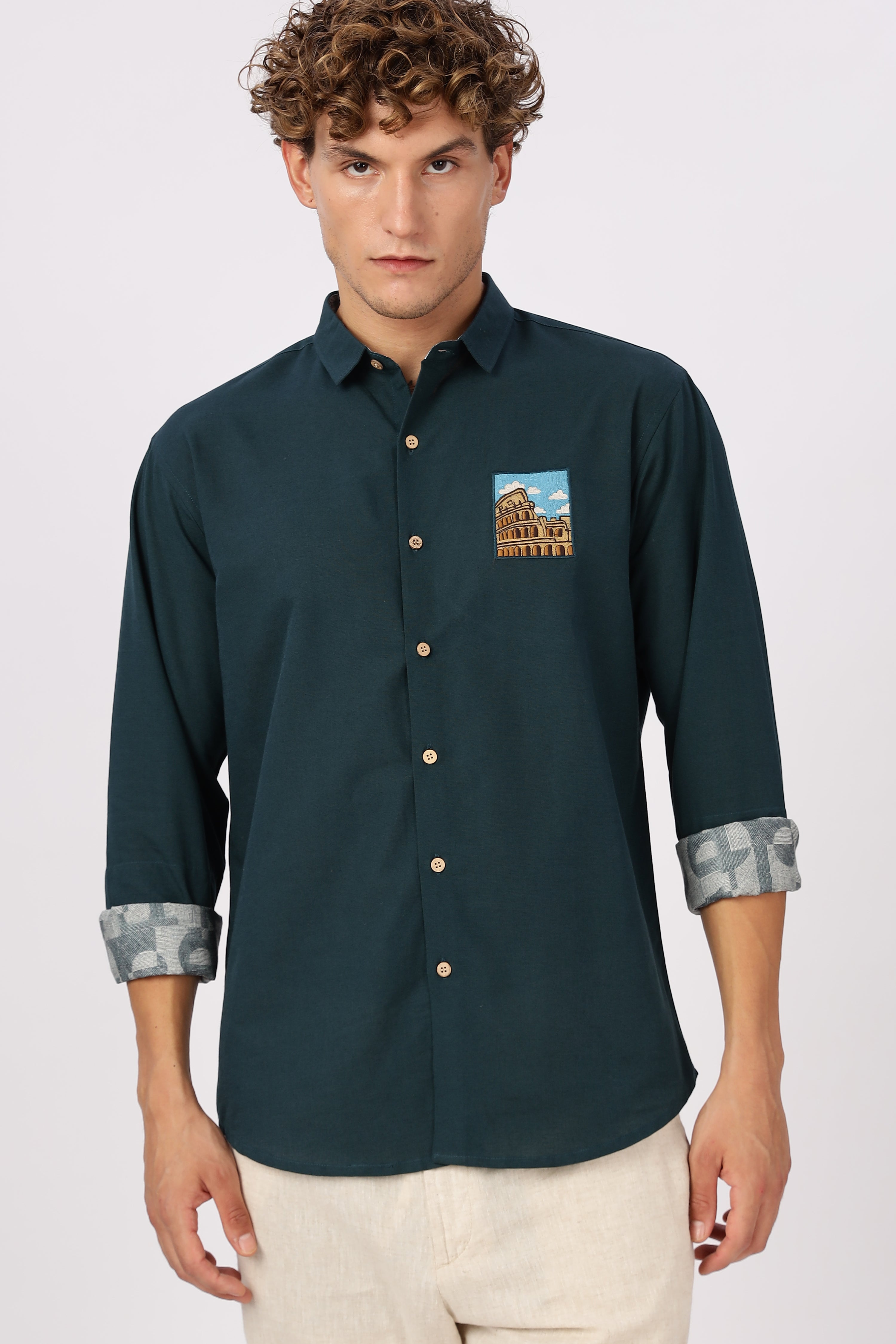 Roman Colosseum Vista Embroidered Shirt