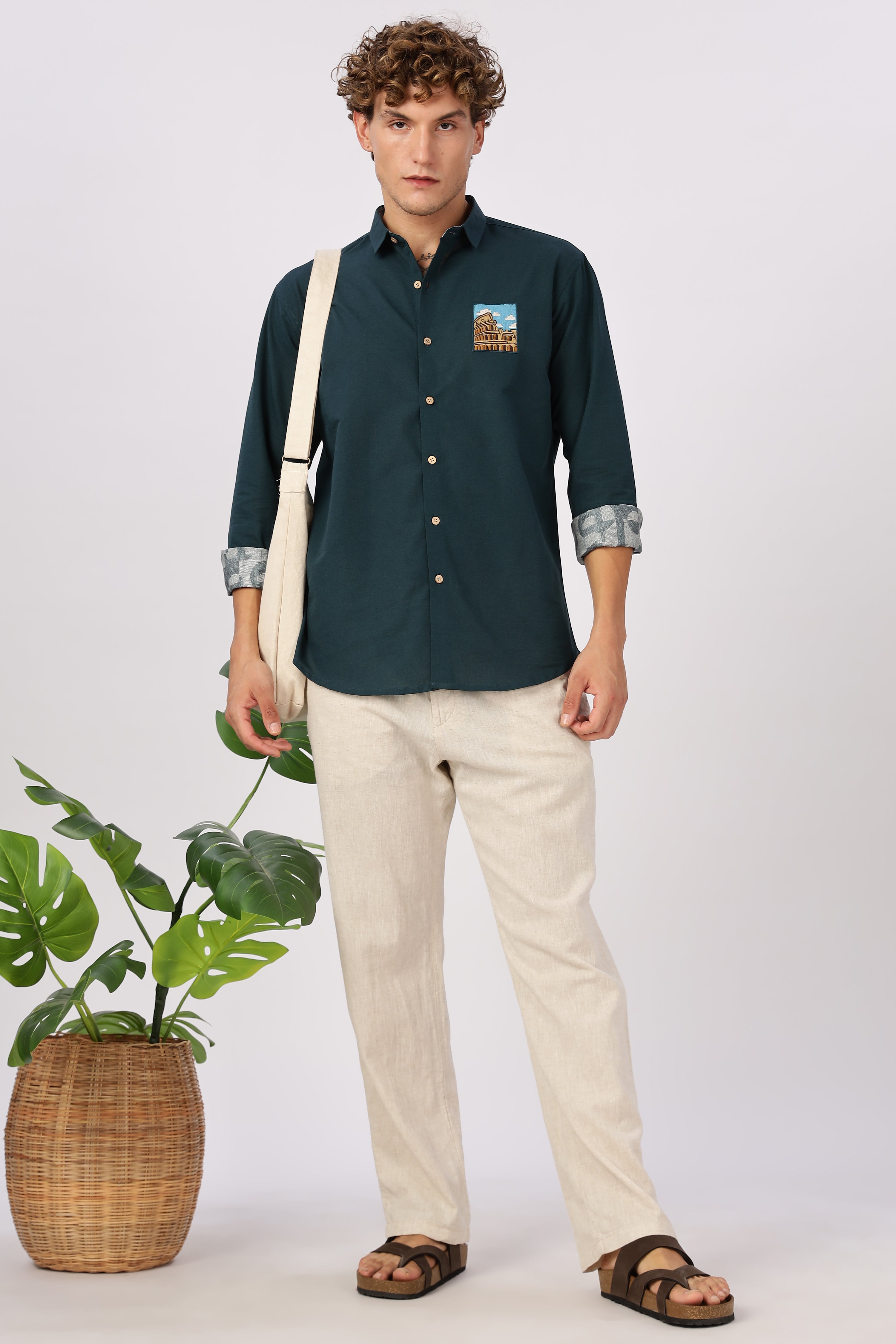 Roman Colosseum Vista Embroidered Shirt