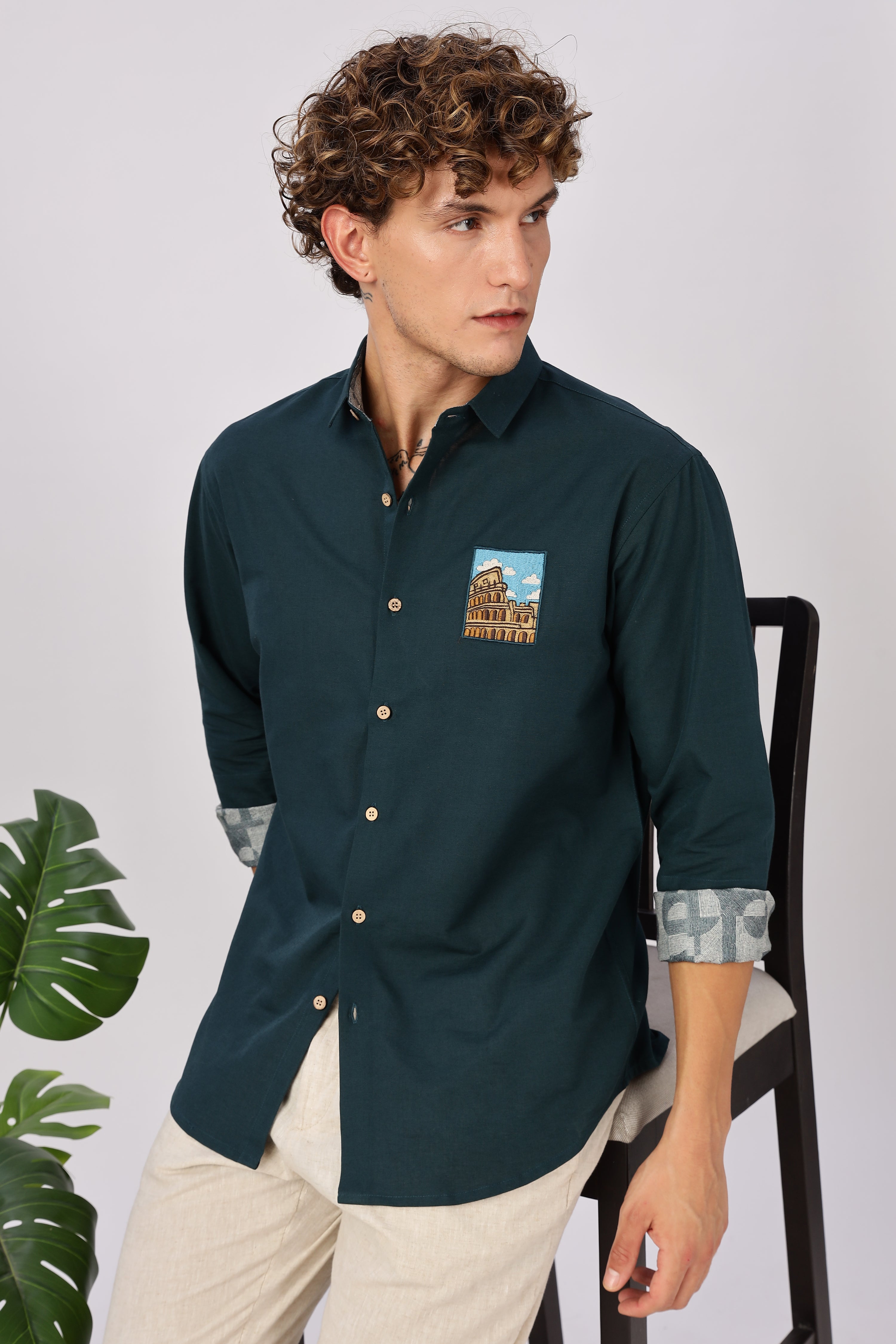 Roman Colosseum Vista Embroidered Shirt