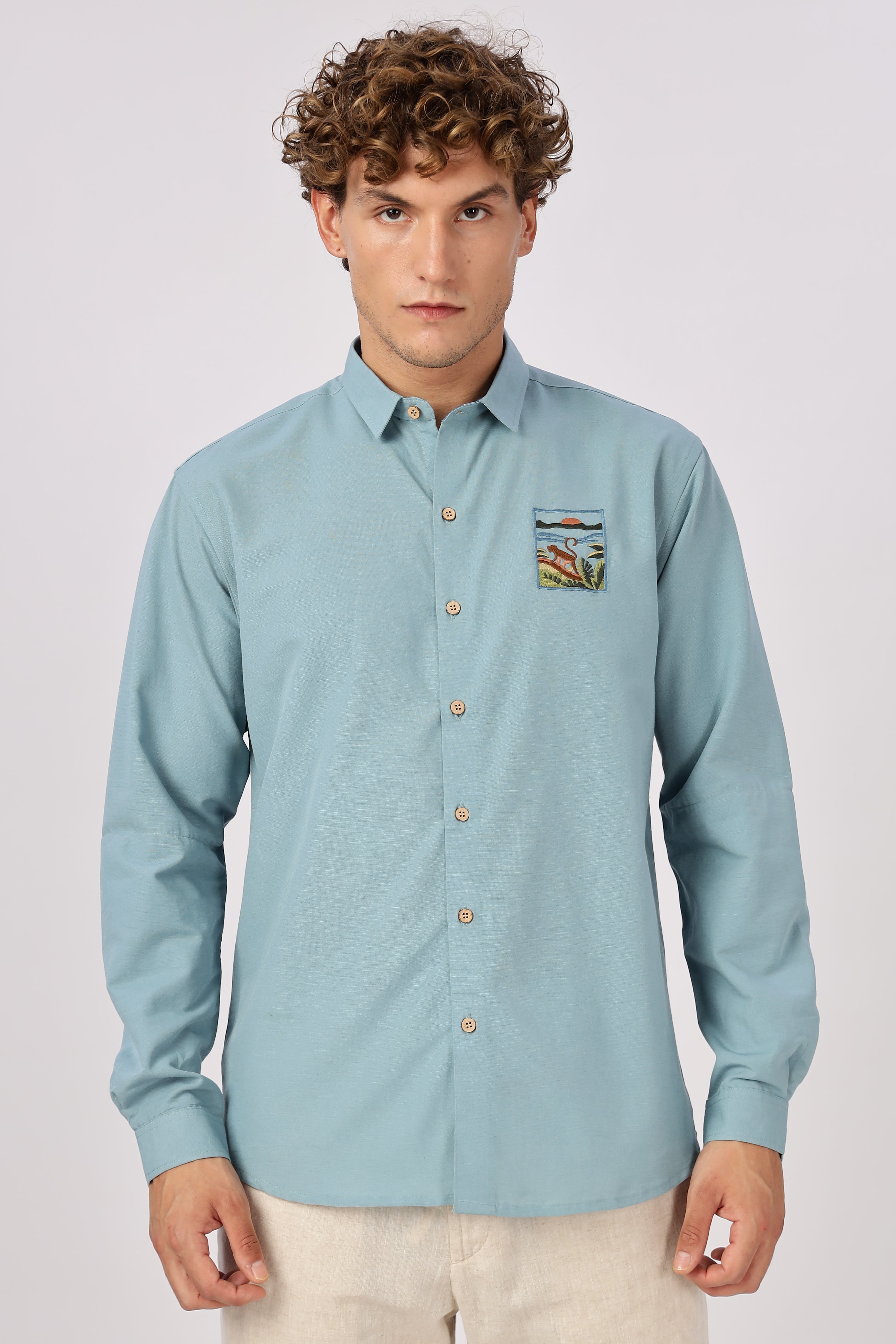 Wildscape Sunset Monkey Vista Cotton Shirt