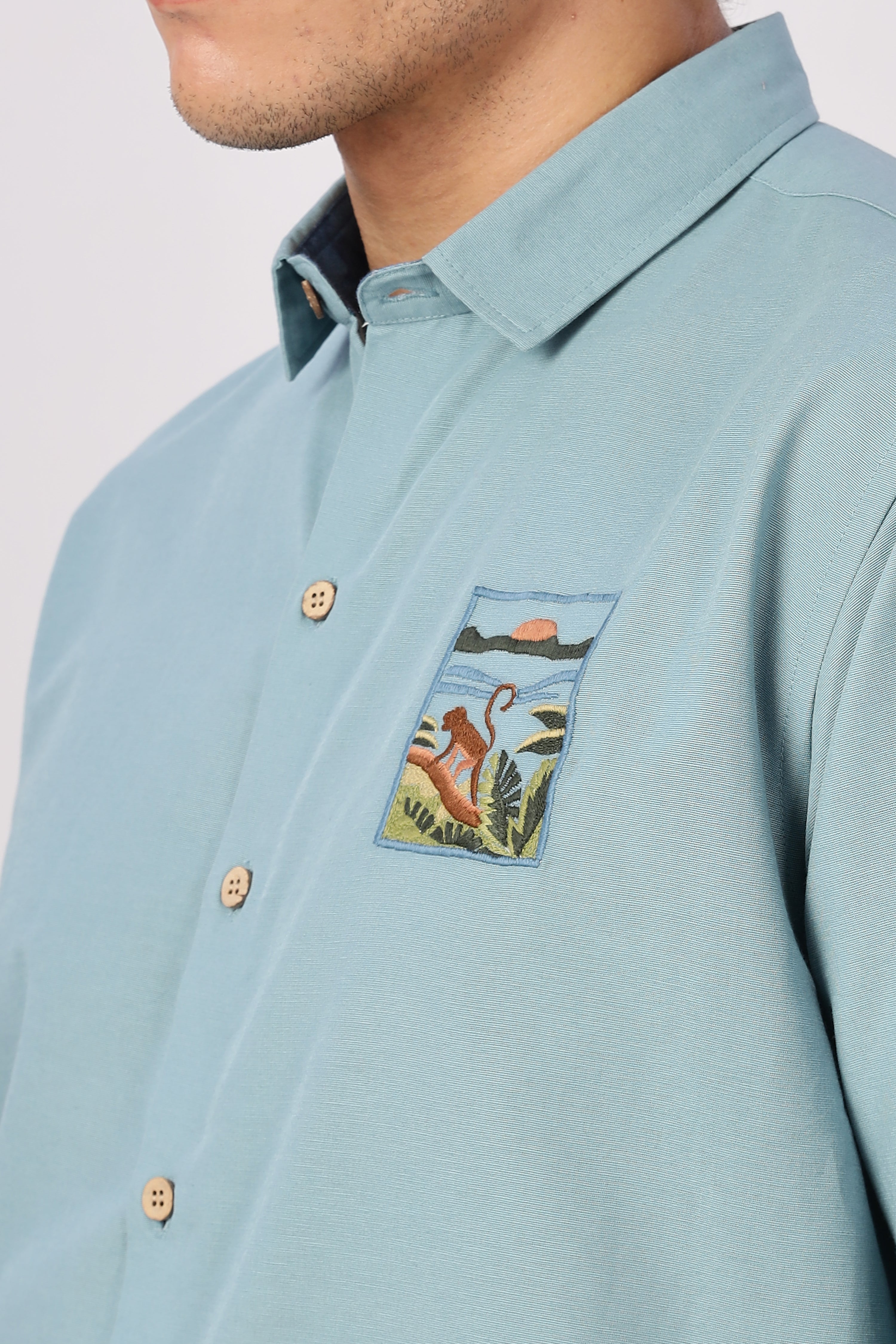 Wildscape Sunset Monkey Vista Cotton Shirt